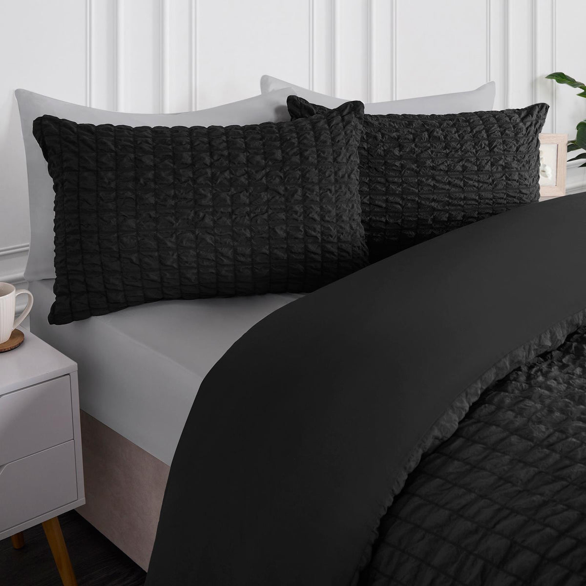 Luxury Seersucker Duvet Cover Set Geo Pillowcase Quilt Bedding Double King Size