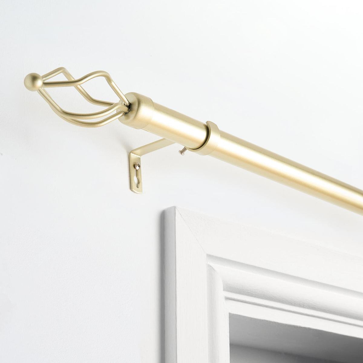 OHS 120-200cm Curtain Pole Extendable Metal 28mm Ball Trumpet Twist Finnials