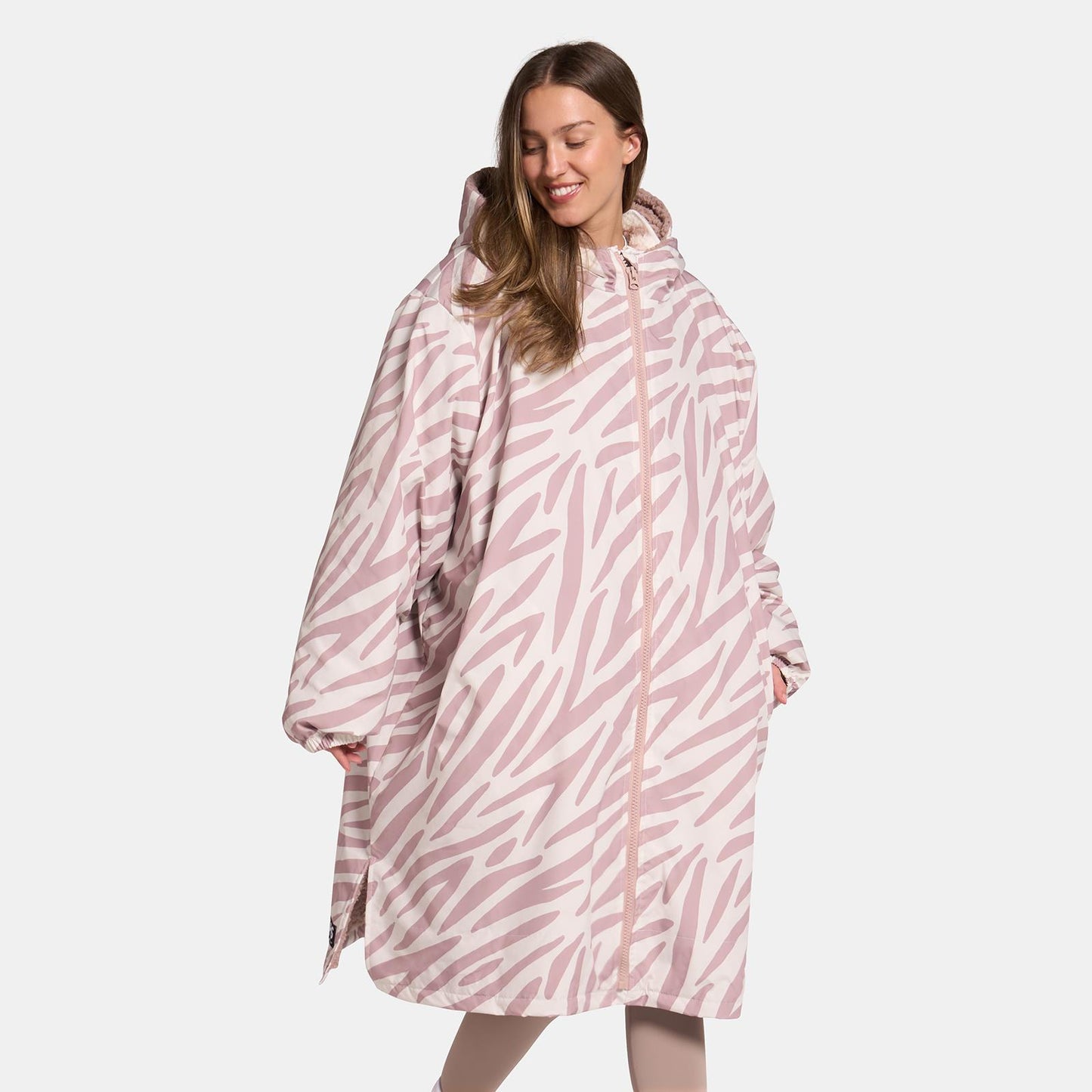 OHS Coat Drying Robe Animal Print Sherpa Lined Water Resistant Oversized