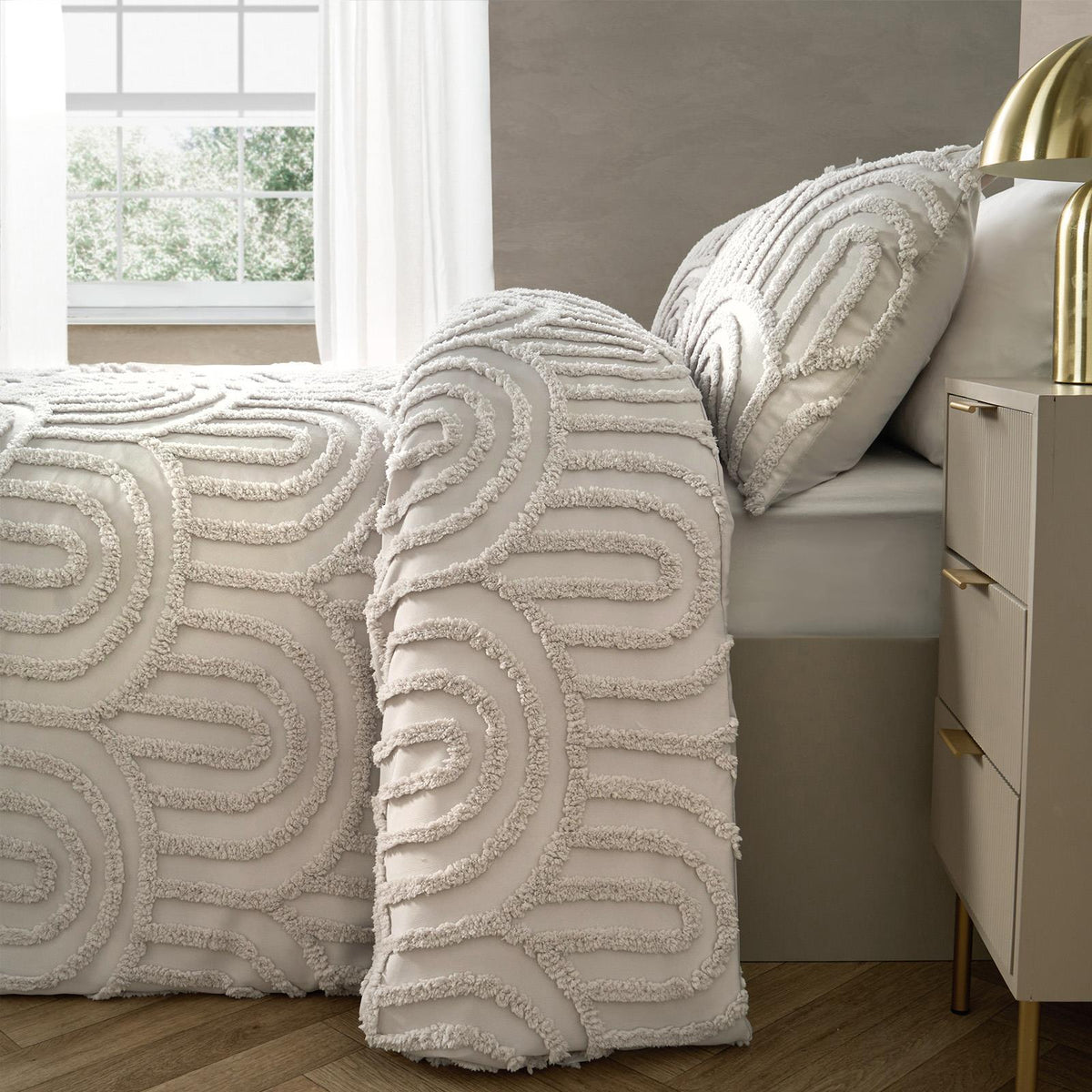 OHS Tufted Arches Bedding Set Duvet Cover with Pillowcase Double King Size