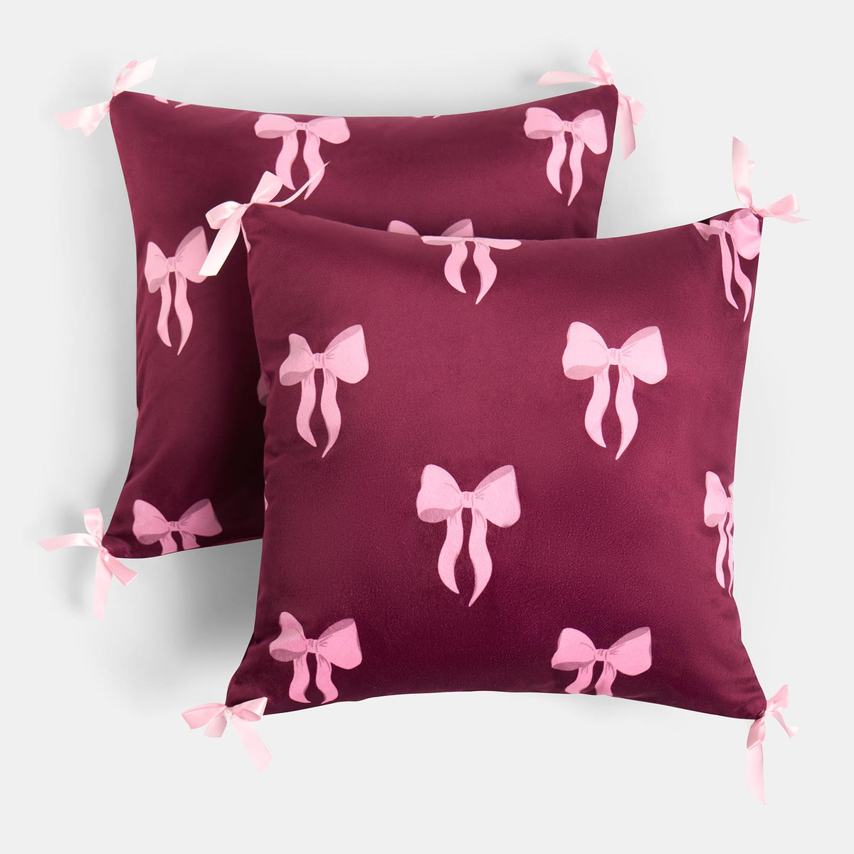 OHS Bows Cushion Covers Matte Velvet Living Room Square Pillowcases Home Decor