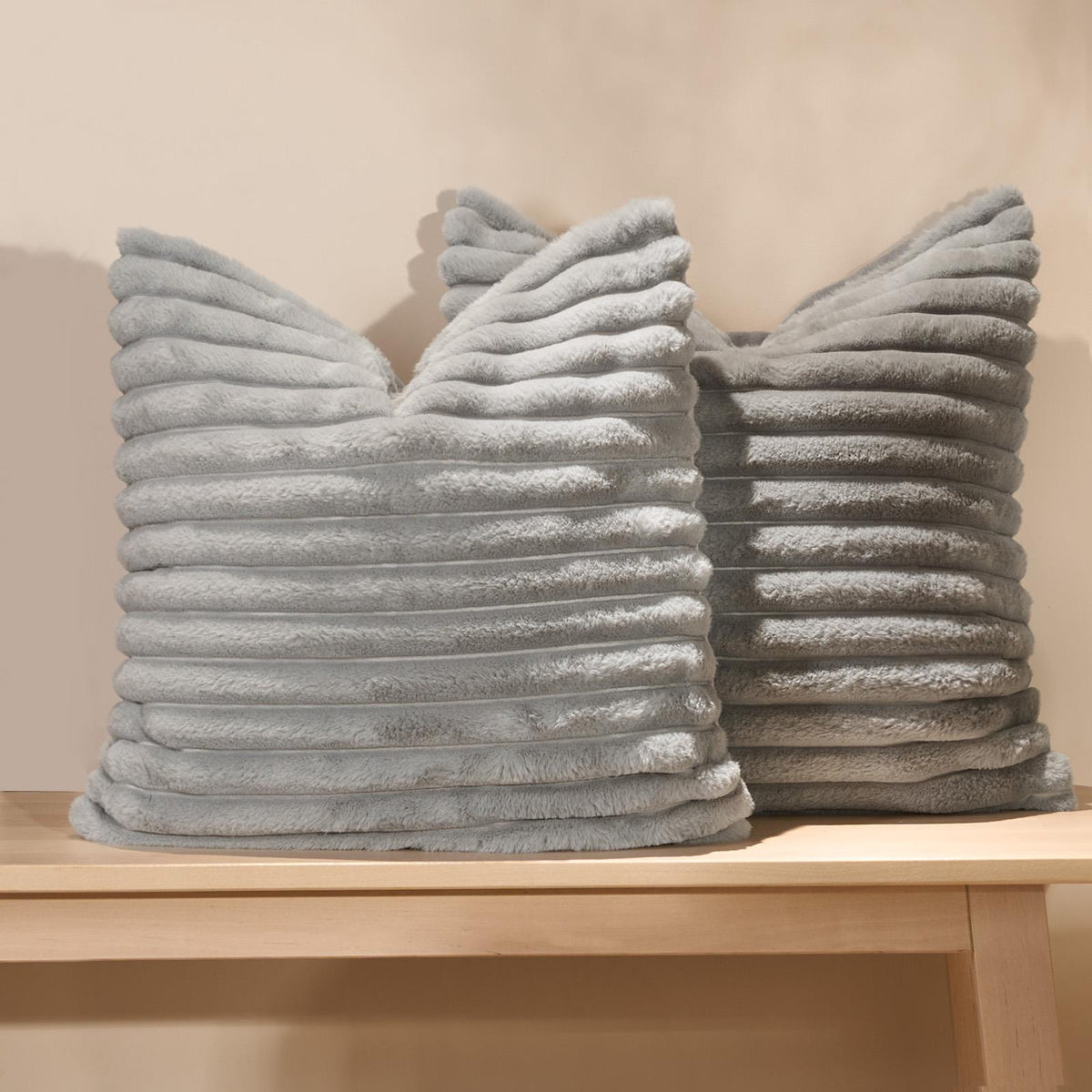 OHS Thick Rib Cushion Covers Faux Fur Soft Fleece Square Pillowcases Home Decor