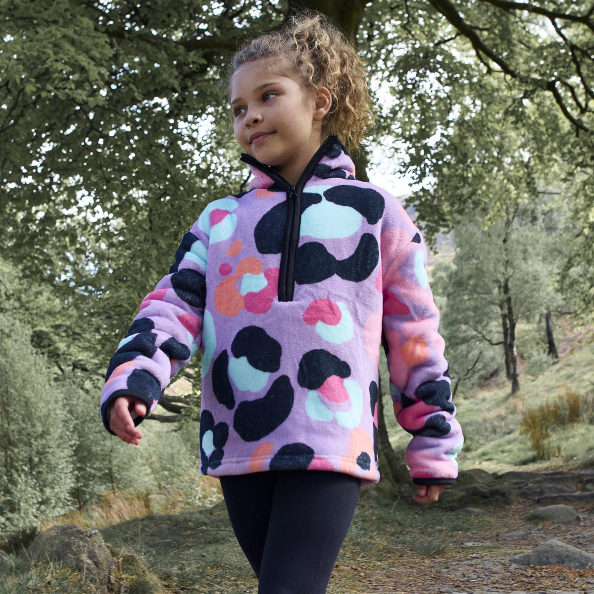 OHS Half Zip Hoodie Kids Print Oversized Sherpa Jumper Pullover Sweatshirt