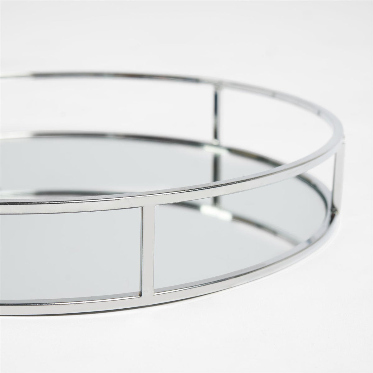 OHS Mirrored Serving Tray with Metal Frame Tealight Holder Vanity Display Plate