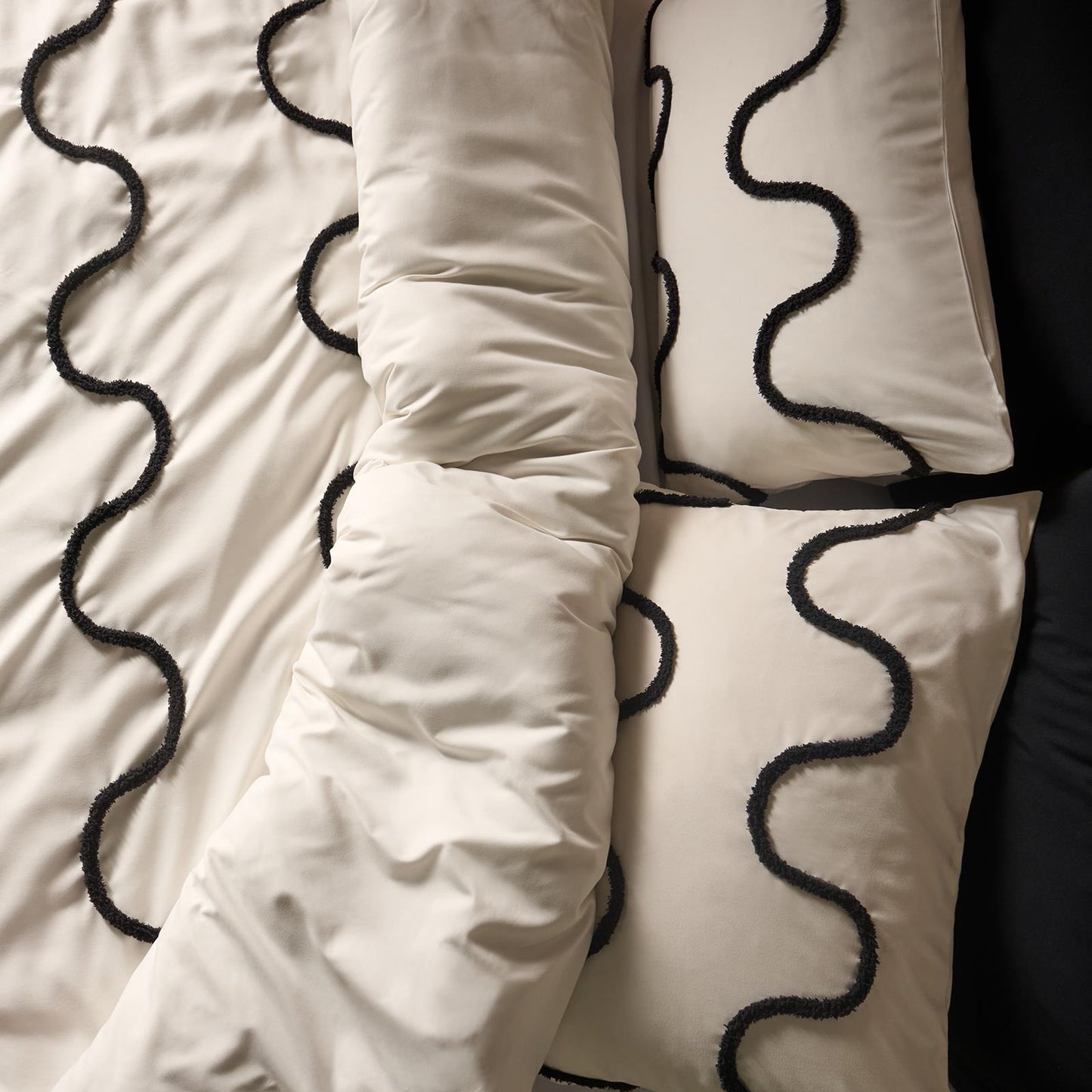 OHS Tufted Wave Bedding Set Soft Modern Duvet Cover with Pillowcase