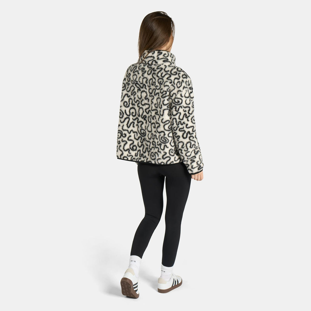 OHS Print Teddy Fleece Half Zip Jumper Womens Pullover Sweatshirt Long Sleeve