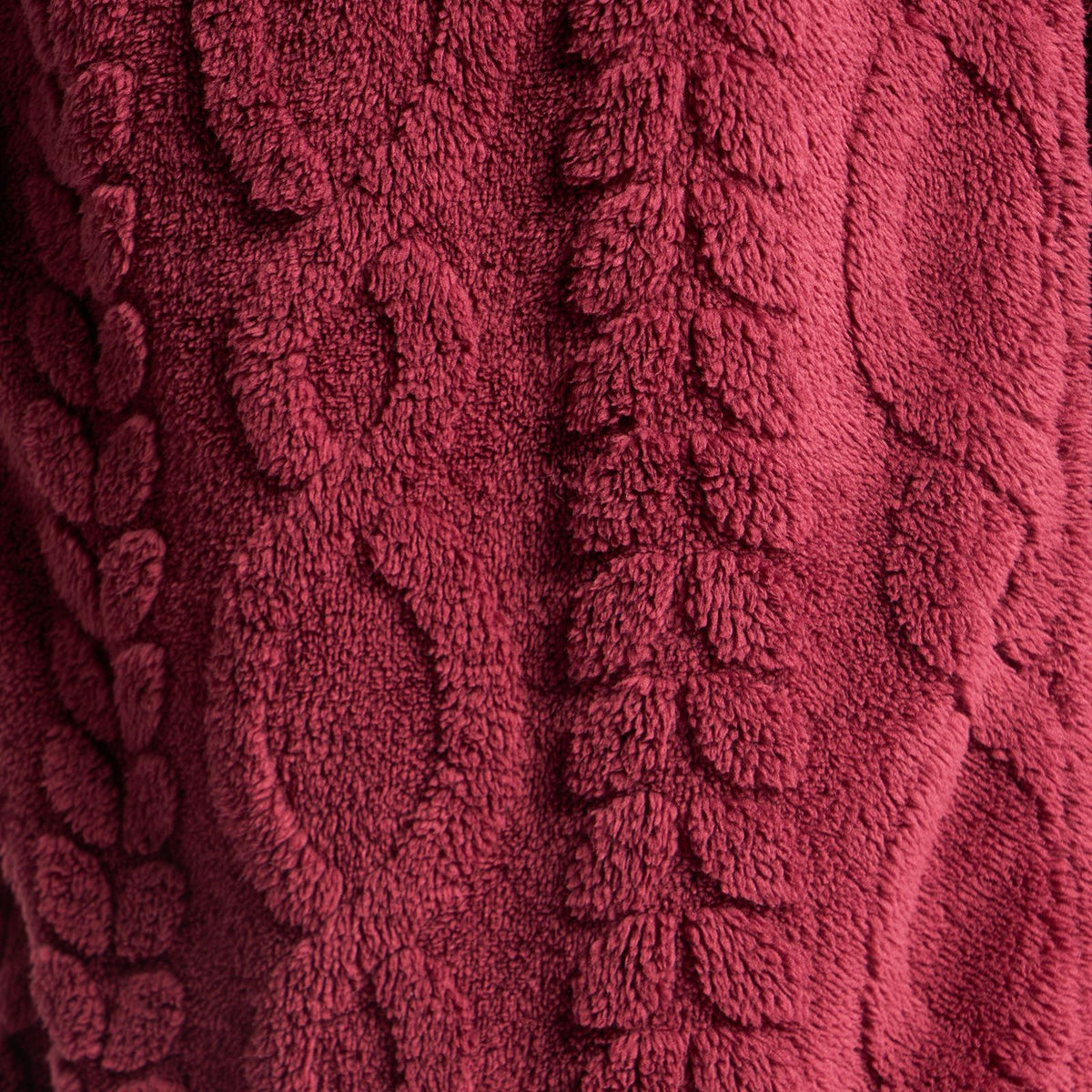 OHS Cable Knit Dressing Gown Flannel Fleece Winter Loungewear Hooded Bathrobe