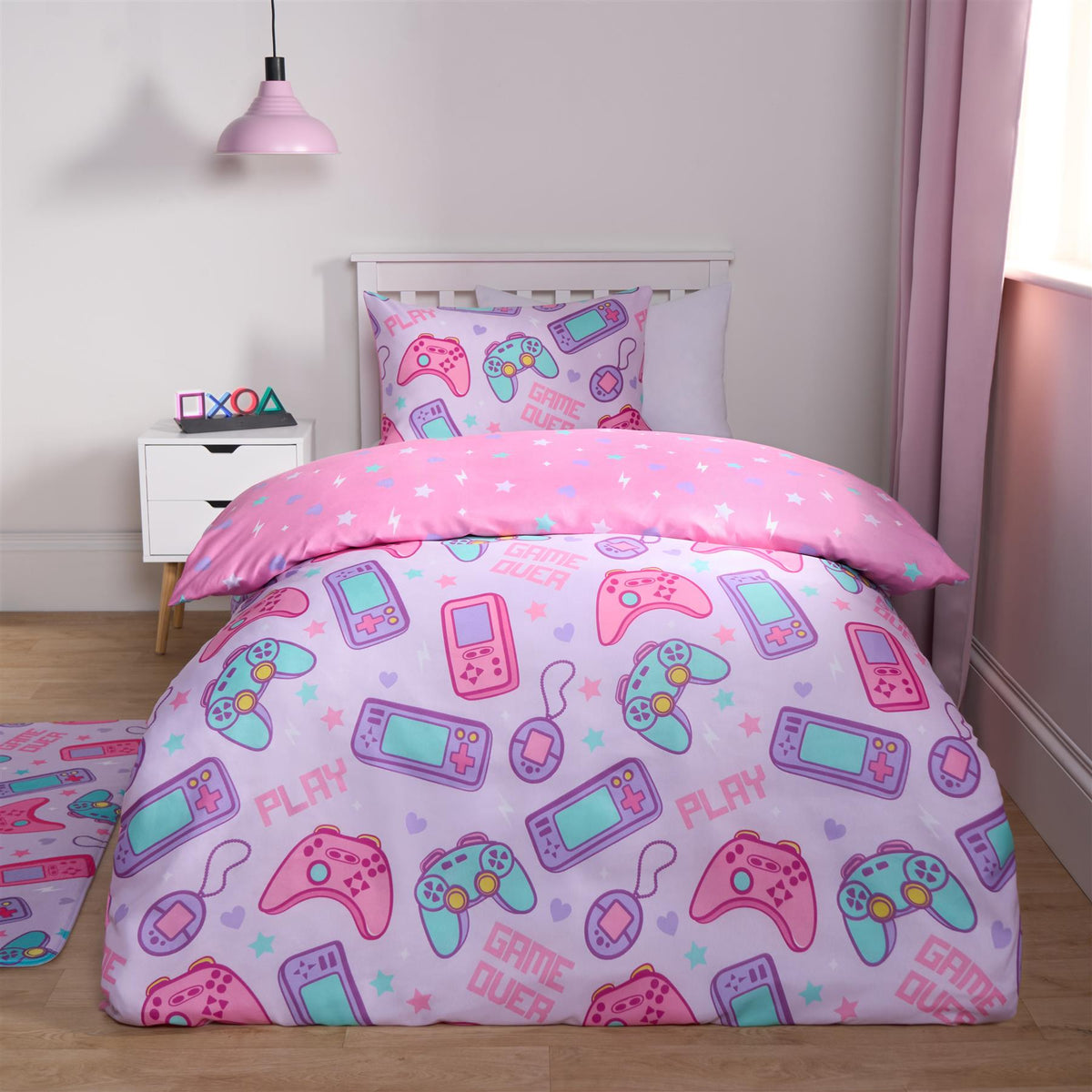 Gaming Duvet Cover Set Reversible Soft Quilt with Pillowcase Kids Bedding Single
