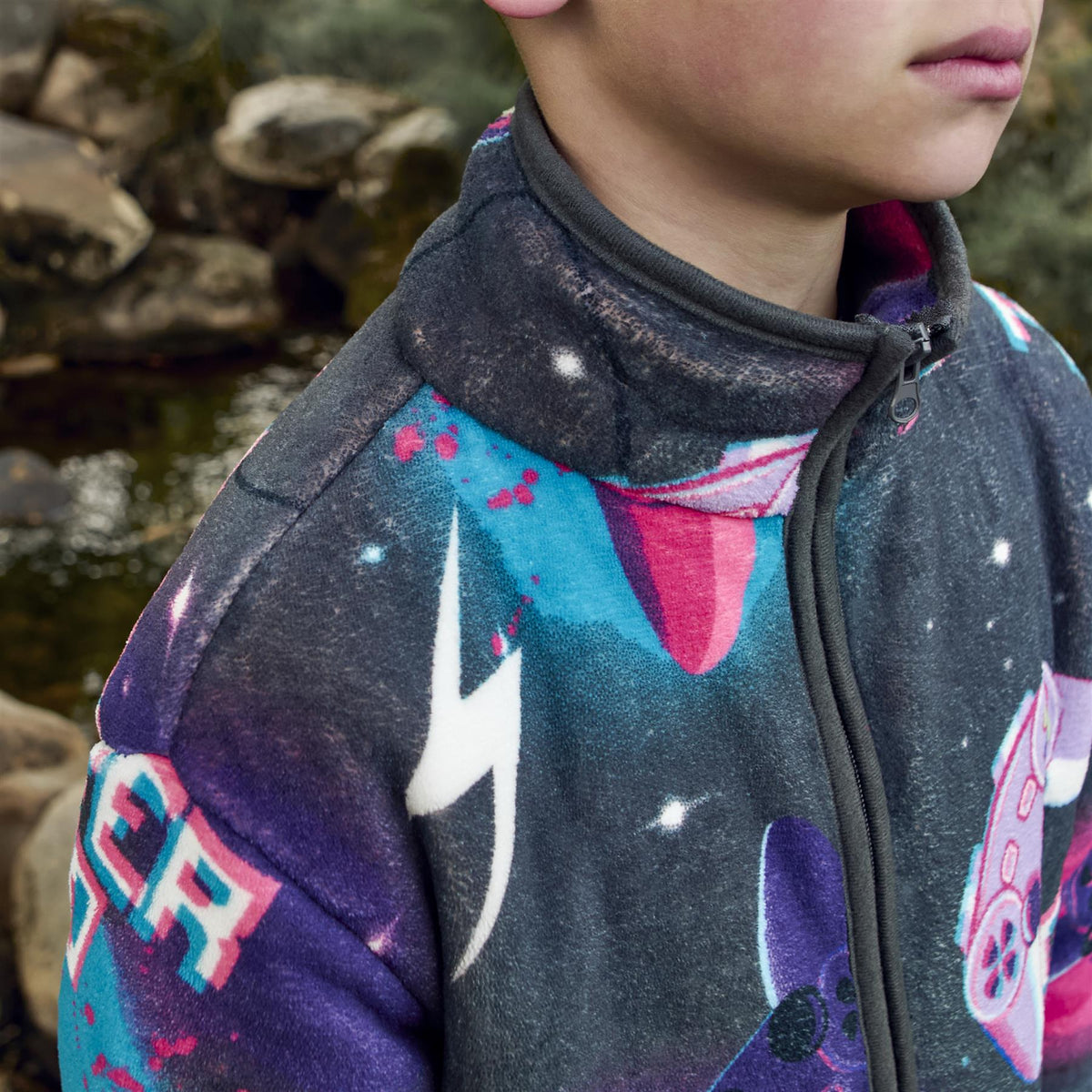 OHS Half Zip Hoodie Kids Print Oversized Sherpa Jumper Pullover Sweatshirt