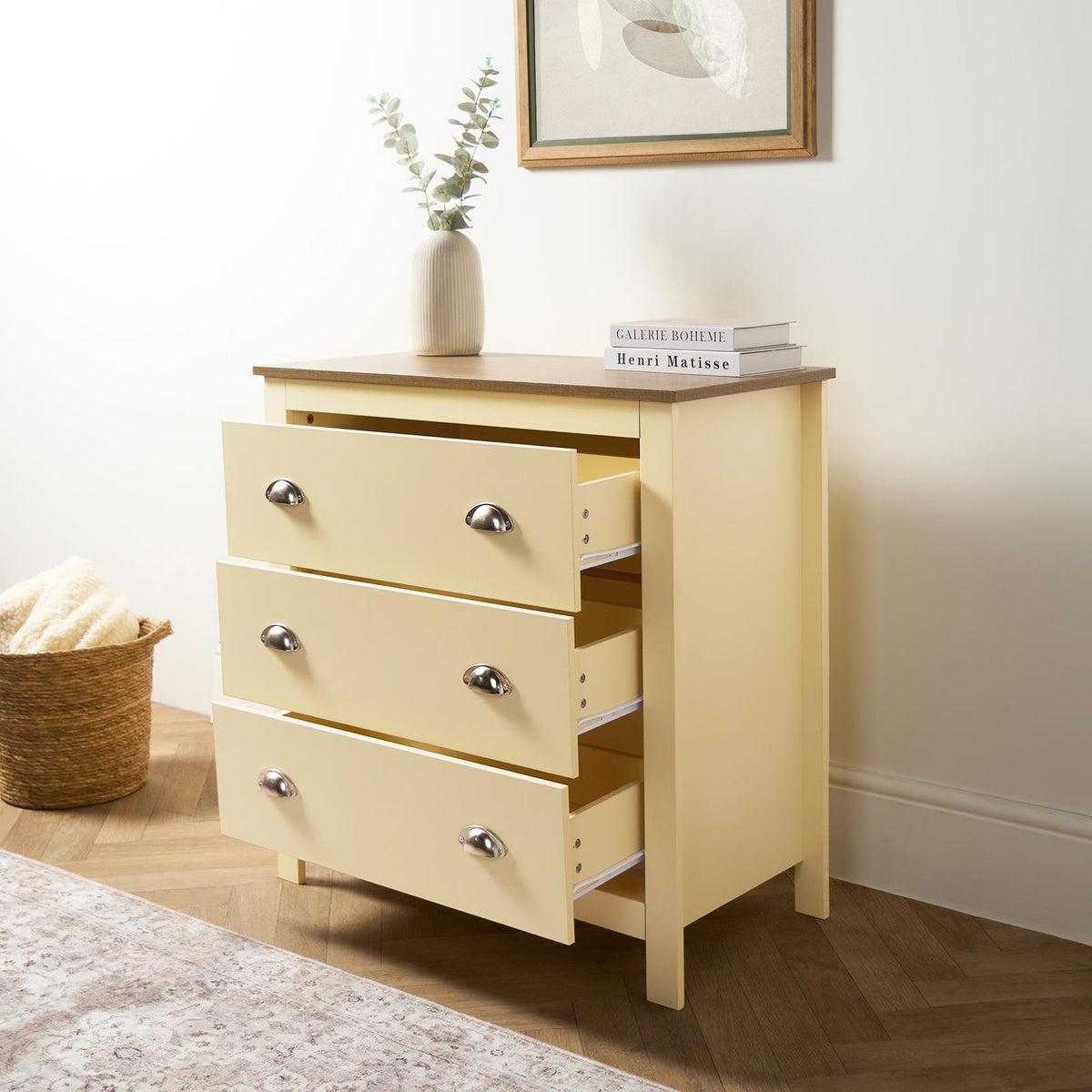 OHS Chicago Bedside Table 2/3 Drawer Hallway Cabinet Nightstand Unit Home Decor