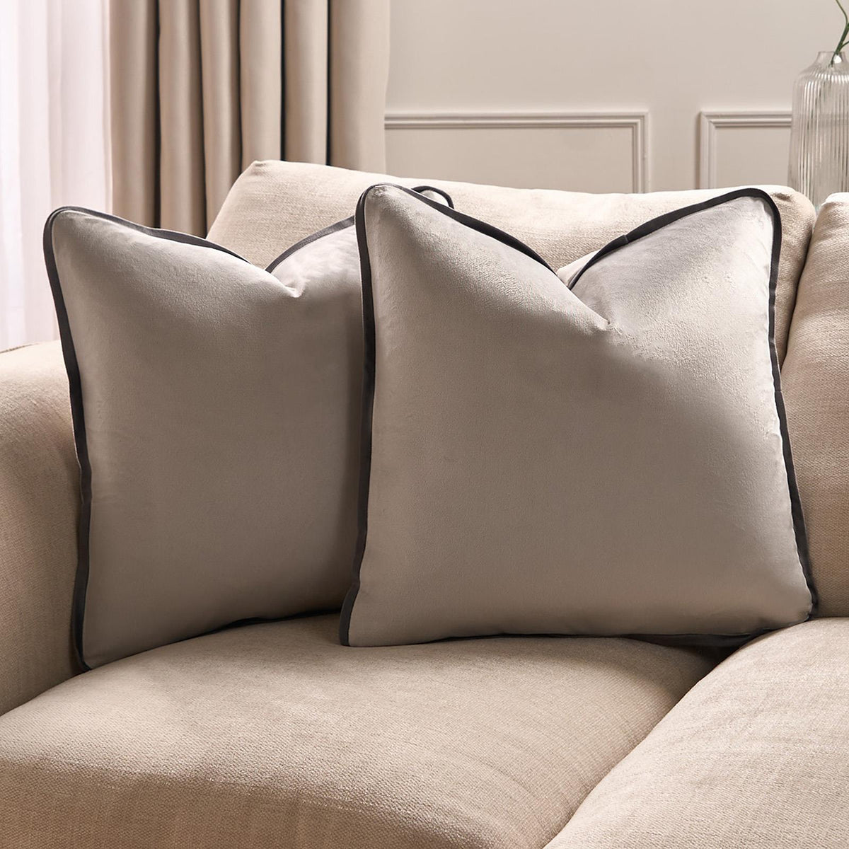 OHS Piped Edge Cushion Covers Matte Velvet Soft Luxury 2/4 Square Pillowcases