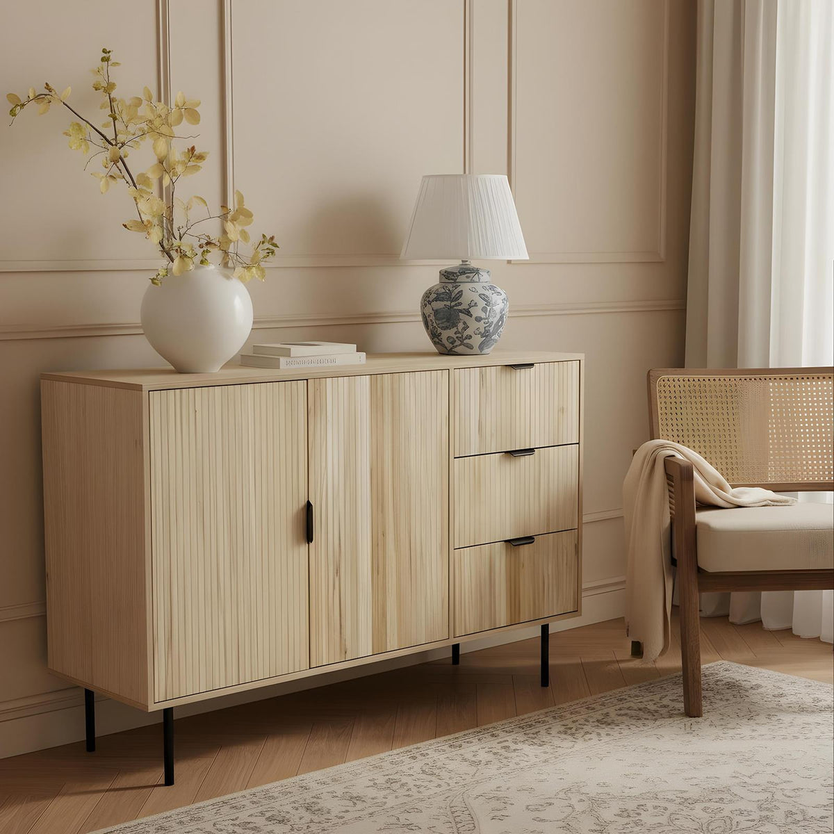 OHS Ribbed Drawer Unit Bedside Table 3/4/5/6 Draw Cabinet Nightstand Sideboard