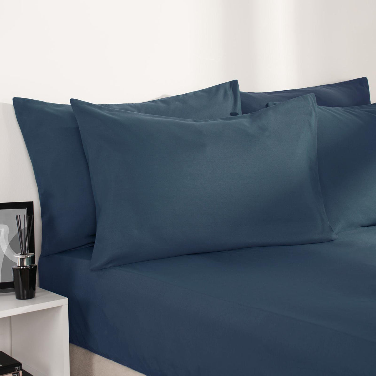 OHS Plain Duvet Cover & Pillowcase Reversible Bedding Set OR Fitted Sheet