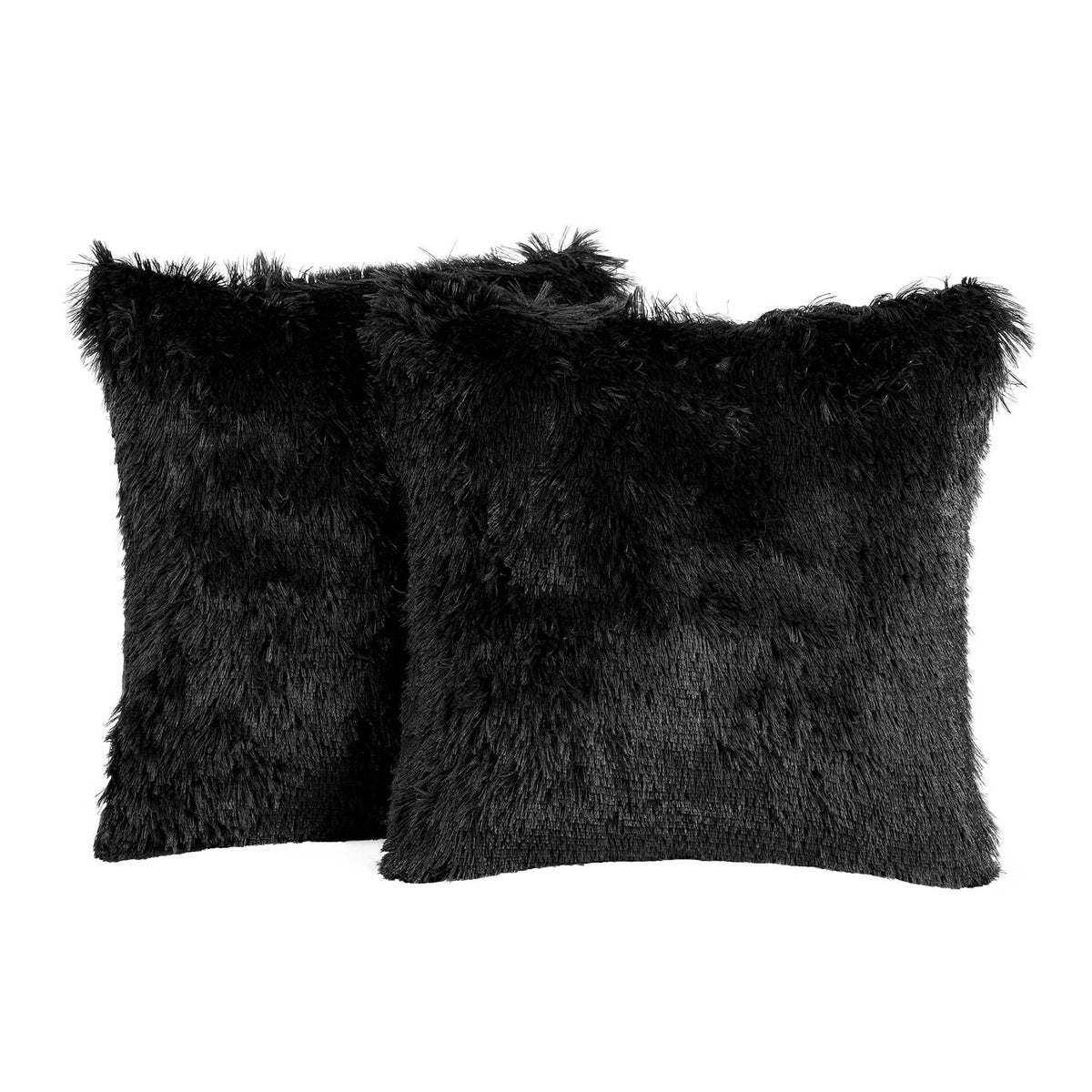 Sienna Set of 2 Fluffy Cushion Covers Shaggy Set Scatter Sofa 18" x 18