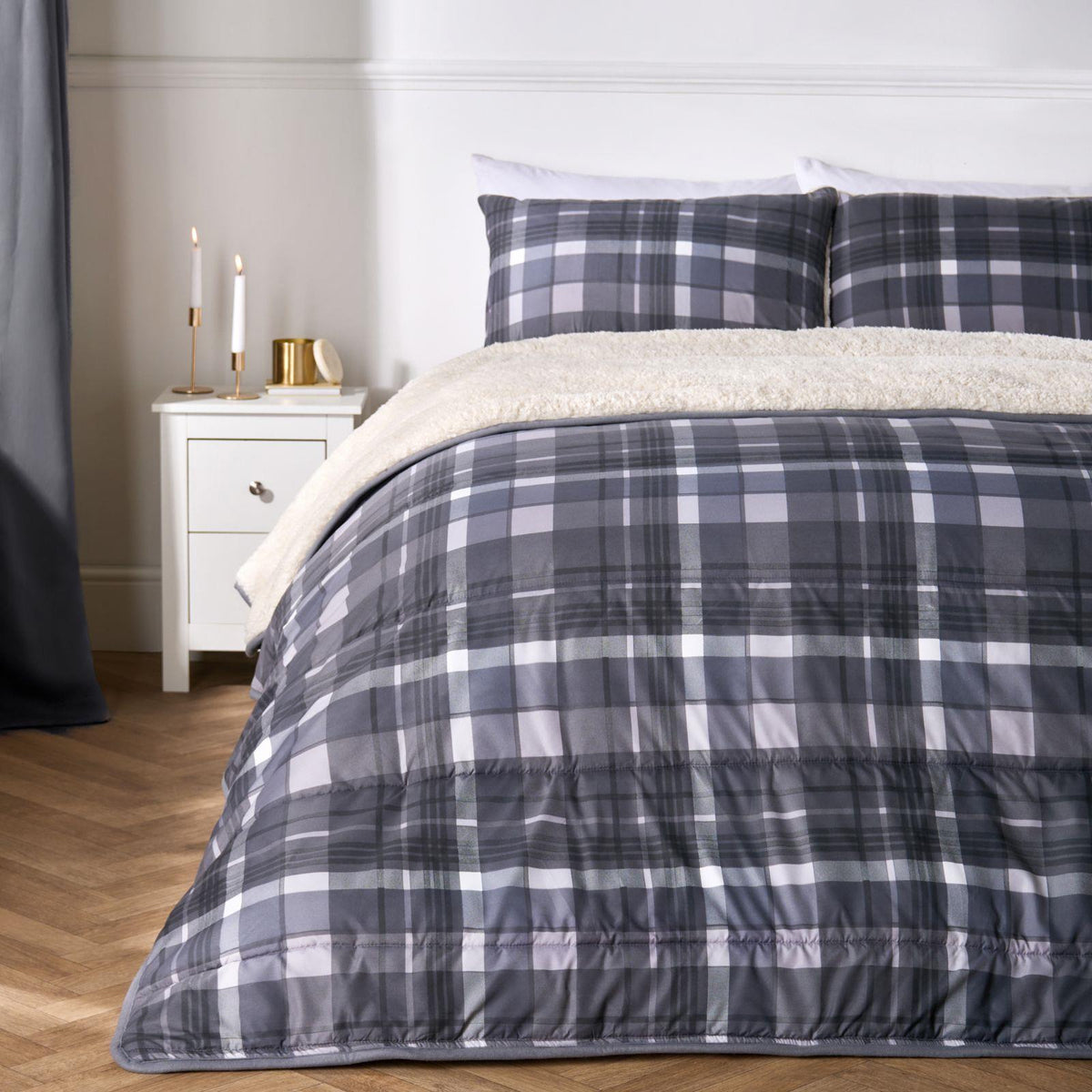 OHS Check Sherpa Reversible Coverless Duvet Thermal Bedding Set