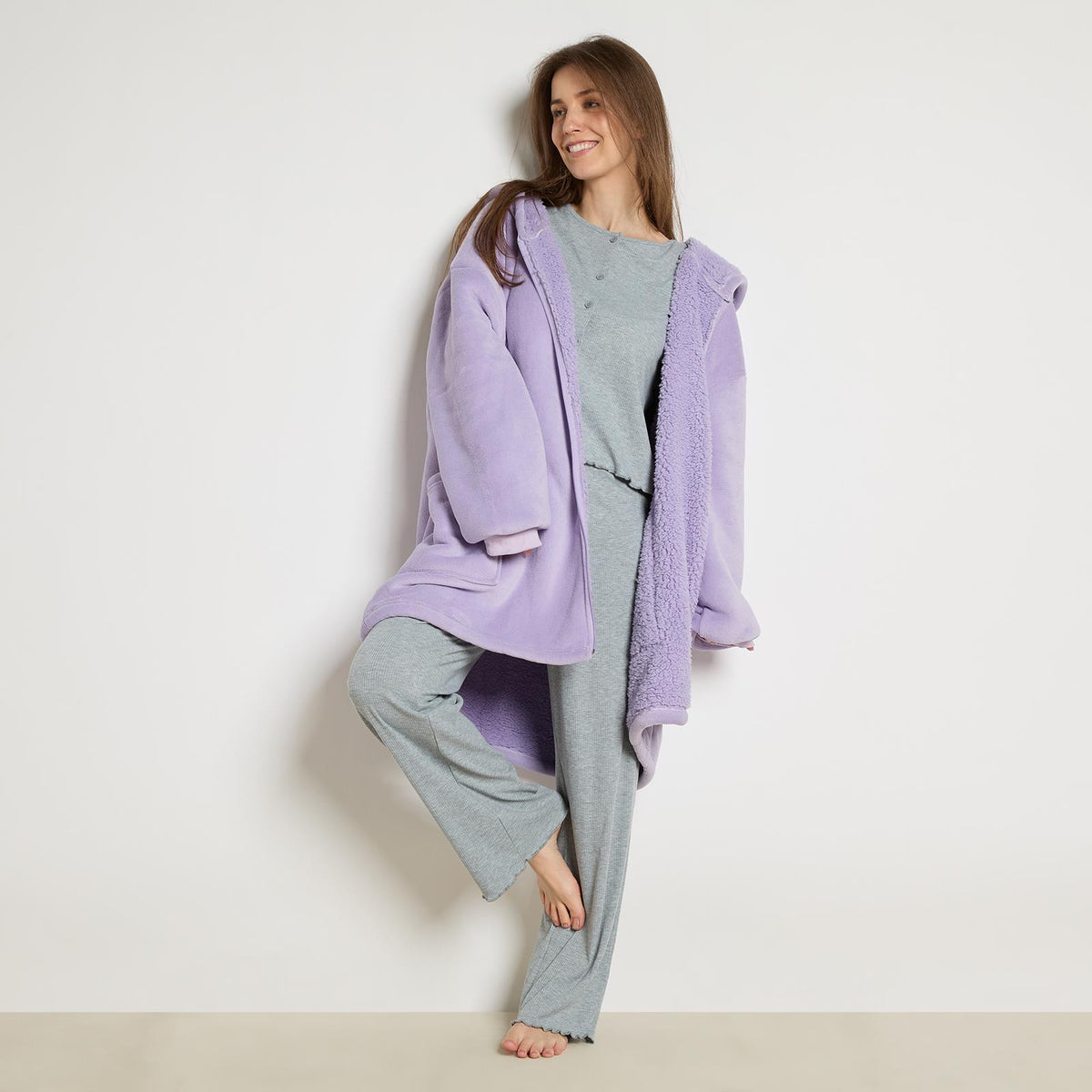 OHS Zip Up Hoodie Blanket Oversized Sherpa Fleece Thermal Sweatshirt Jumper