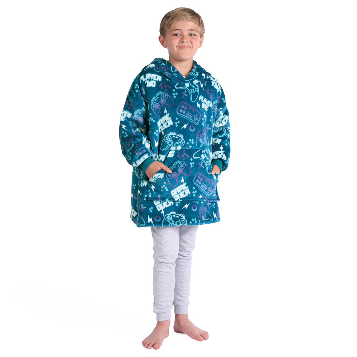 Gaming Hoodie Blanket Sherpa Fleece Throw Sweatshirt Oversized Warm Plush Soft