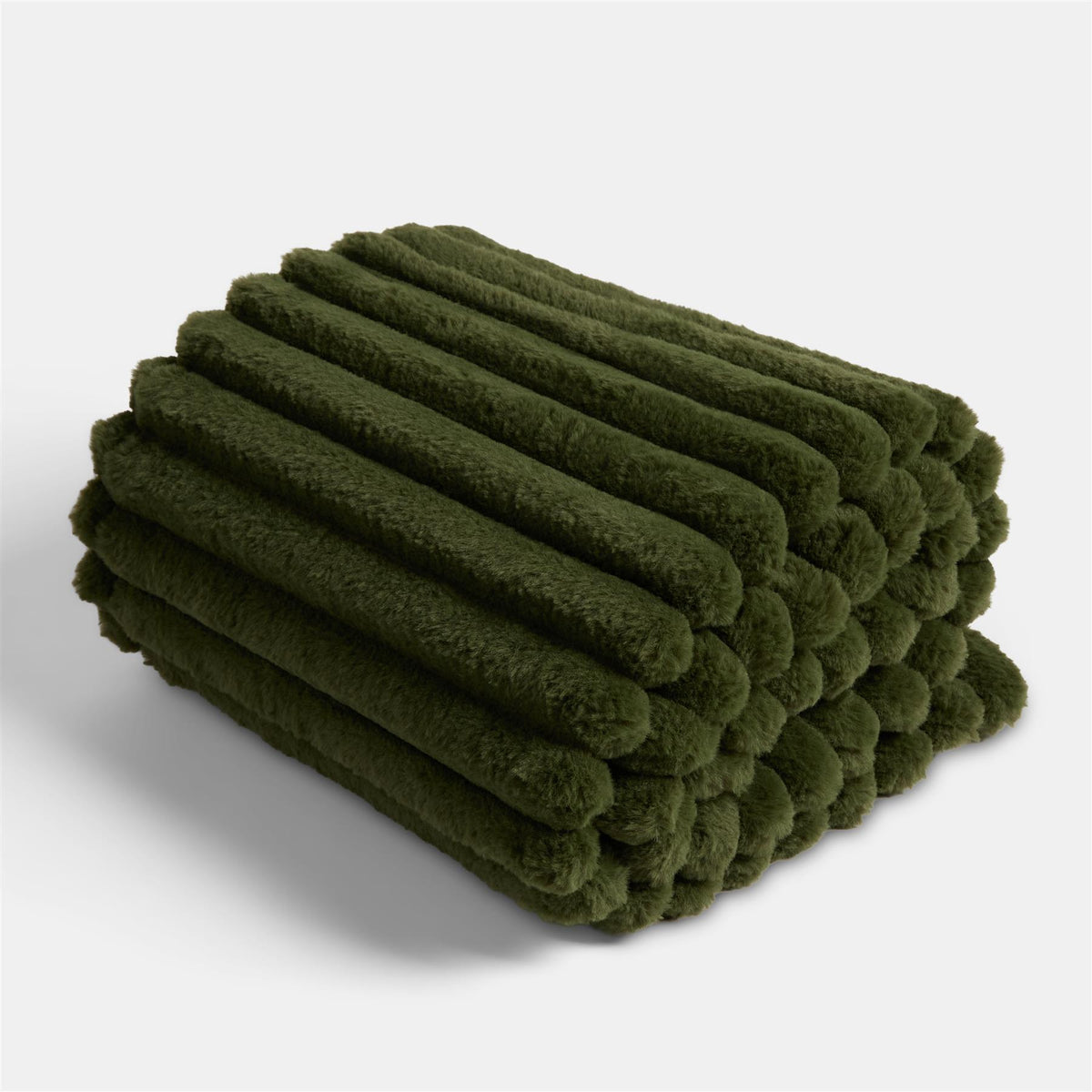 OHS Faux Fur Ribbed Fleece Throw Over Bed Blanket Warm Supersoft