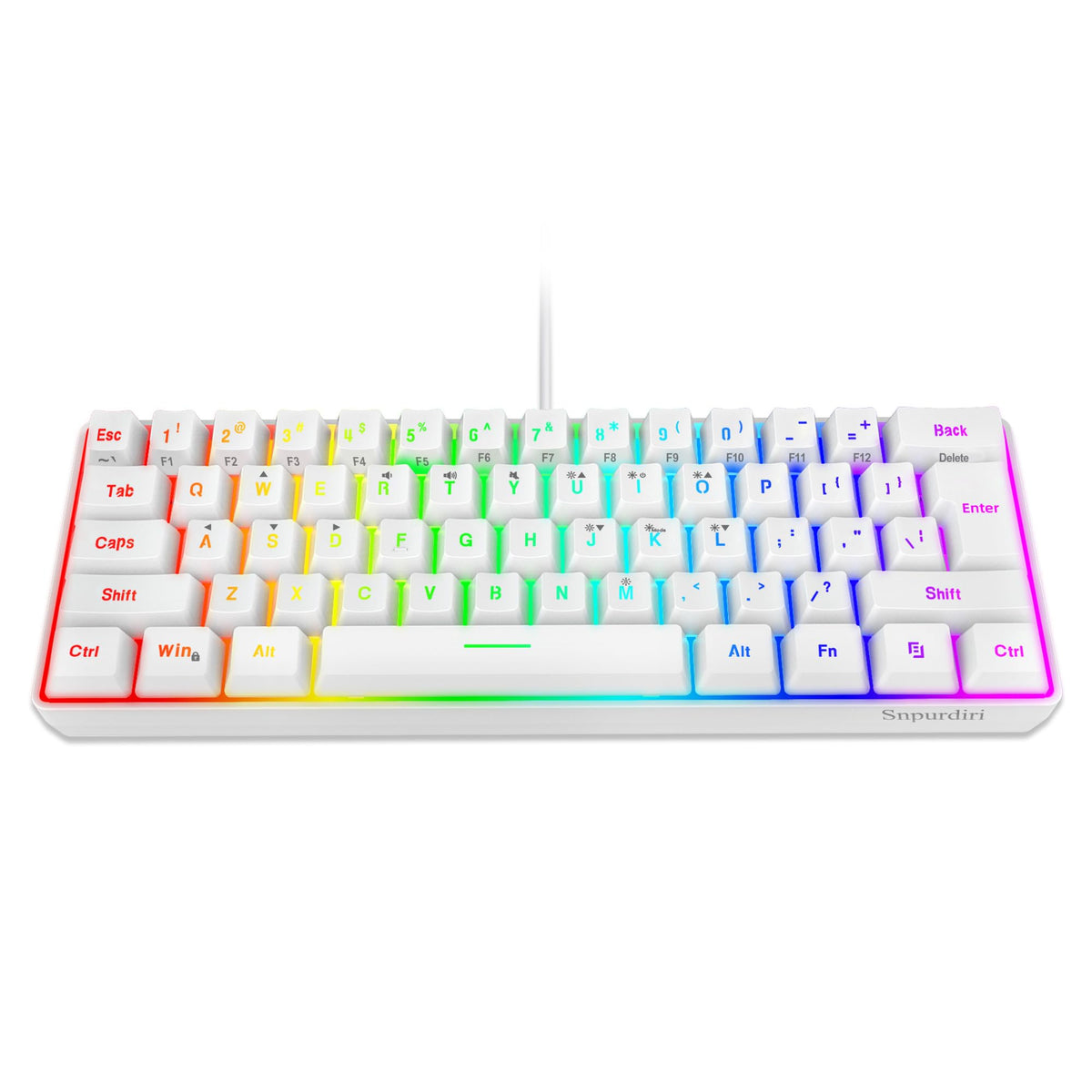Snpurdiri Wired Mechanical Gaming Keyboard, 60% Size, LED Backlight, 61 Keys, Small Wired Office Keyboard for Windows Laptop/PC, Mac (Black-Red, Blue Switches)