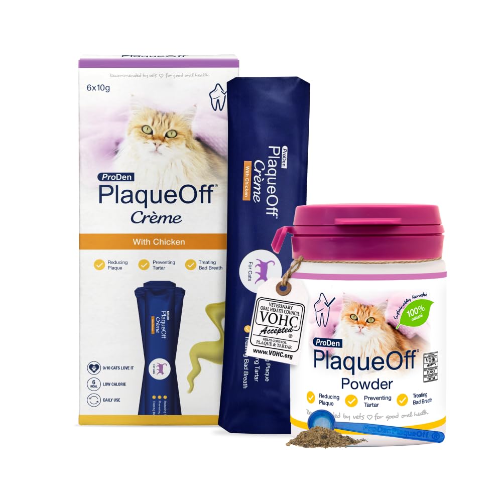 ProDen PlaqueOff 40g Powder for Cats, 100% Natural Tooth Care Powder, Protects Against Bad Breath, Helps with Tartar and Plaque