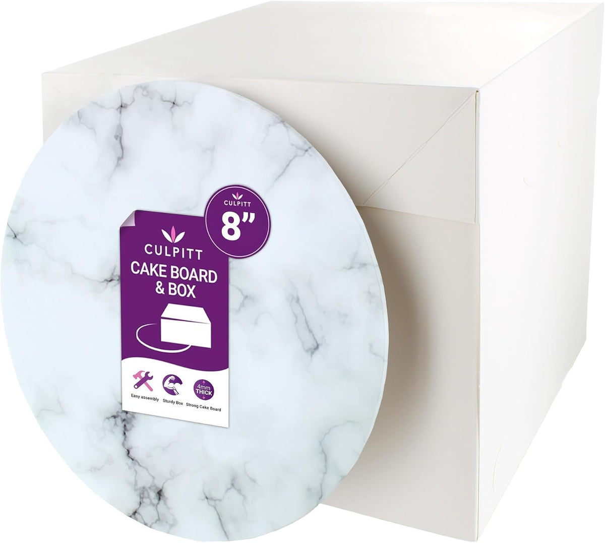 Culpitt 8" (20cm) Marble Print Masonite Board & Extra Tall Box Set