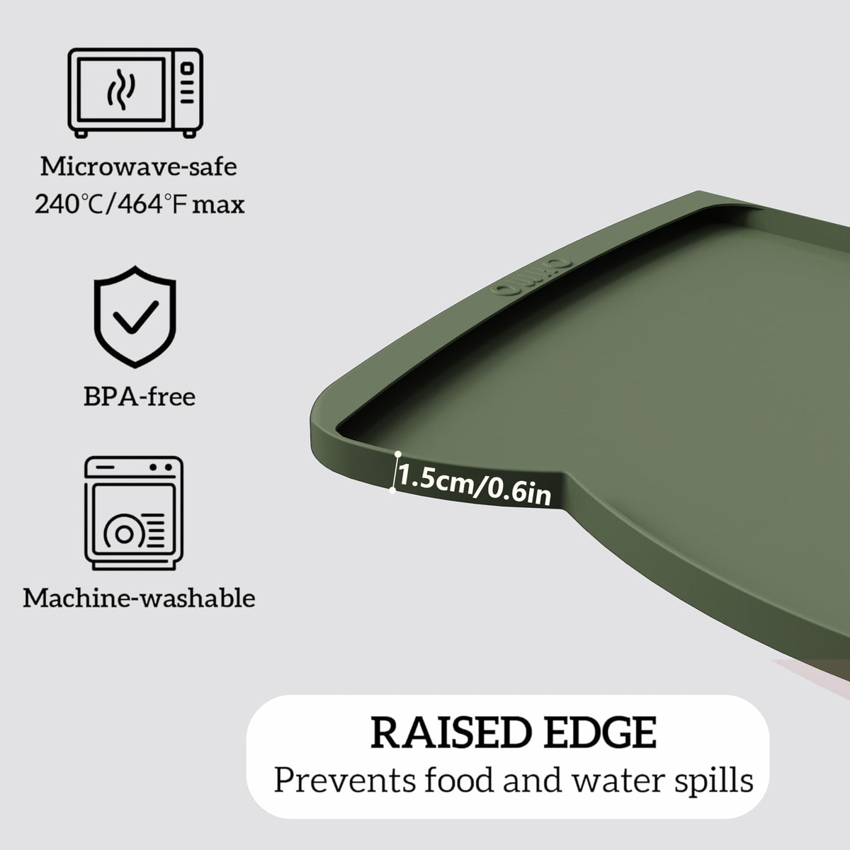 OHMO Silicone Cat Food Mat for Food&Water Bowls, 46x25cm, Camo Green