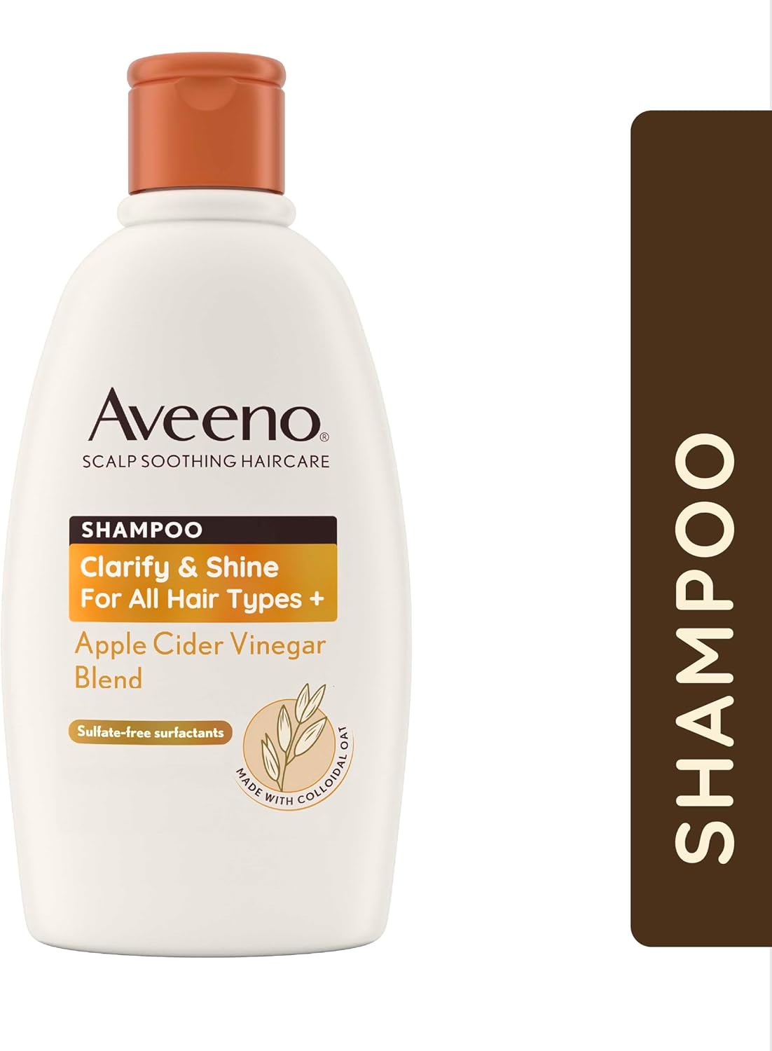 Aveeno Scalp Soothing Haircare Clarify & Shine Shampoo, Apple Cider Vinegar Blend, for All Hair Types, Soothes Dry, Itchy & Flaky Scalp, Clinically Proven, Sulfate Free, 300ml