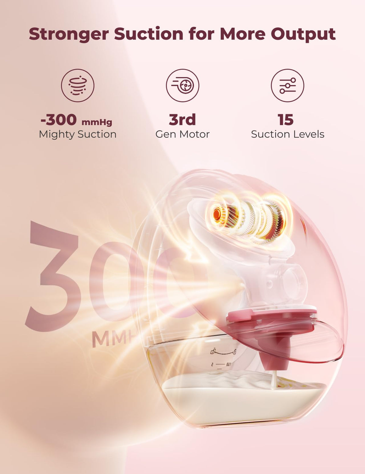 Momcozy Full Set Collector Cup Only Compatible with Momcozy M5 NOT for Others. Original M5 Breast Pump Replacement Accessories (160ml, with Double-Sealed Flange 24mm)