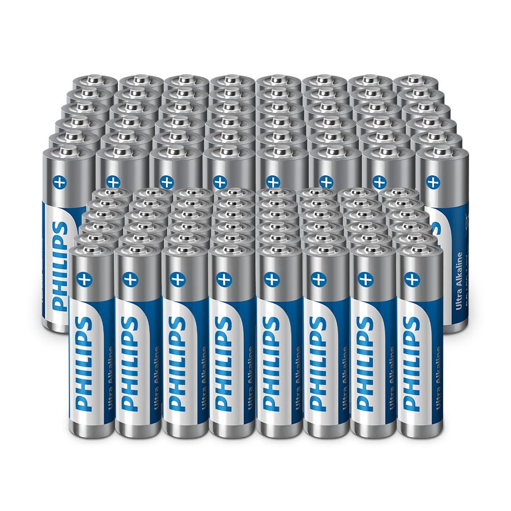 Philips Ultra AA Alkaline Batteries - Bulk Pack for High-Usage Devices and Offices, Pack of 100