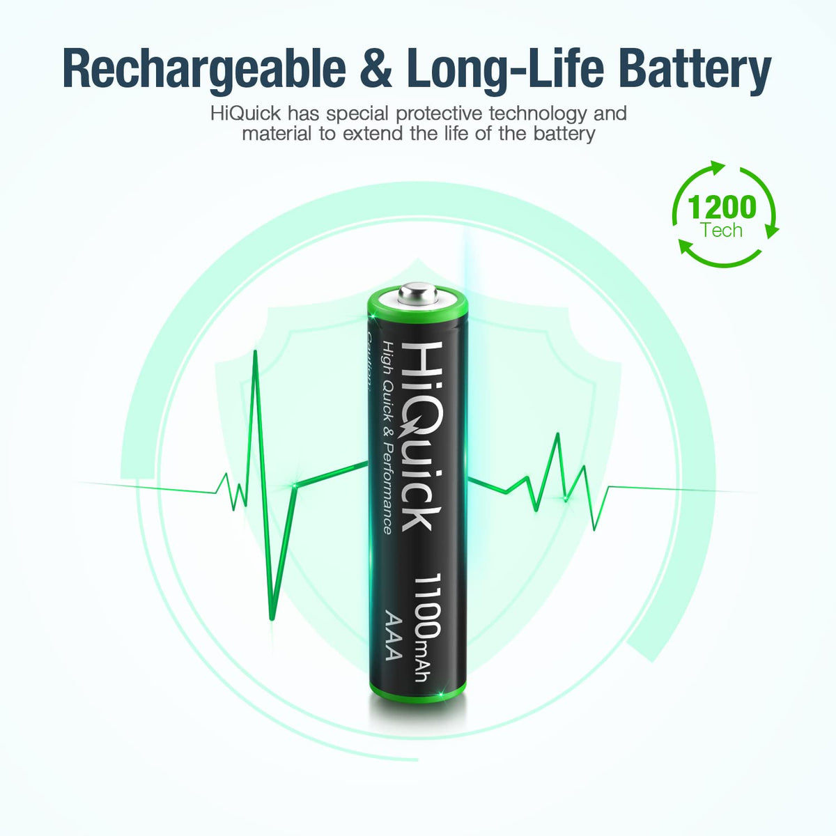 HiQuick 16 Pack AA AAA Rechargeable NiMH Batteries Set,1200 Cycles