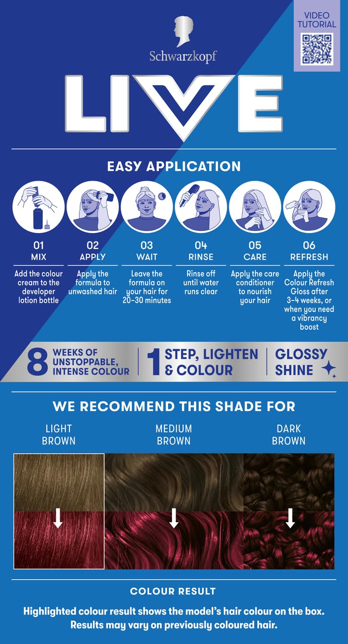 Schwarzkopf LIVE Intense Colour Hair Dye, 099 Deep Black