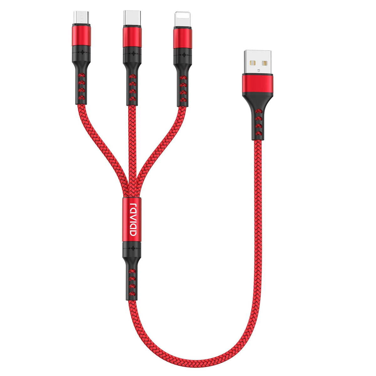 RAVIAD Multi Charger Cable, 3 in 1 Charger Cable 3A USB Fast Charging Cord