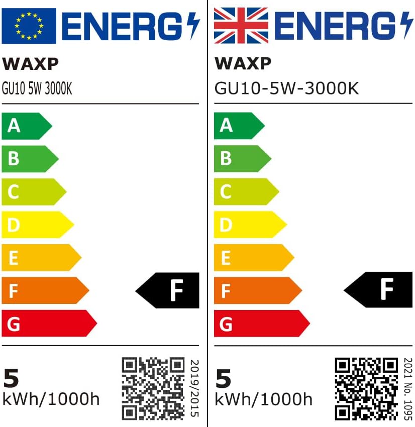 GU10 LED Spot Light Bulbs Warm White 5W, 3000K, 365lm, No Flickering, Energy Saving Light Bulbs, Equivalent 40-50W GU10 Halogen Spotlight Bulbs, Non-Dimmable, 10 Pack