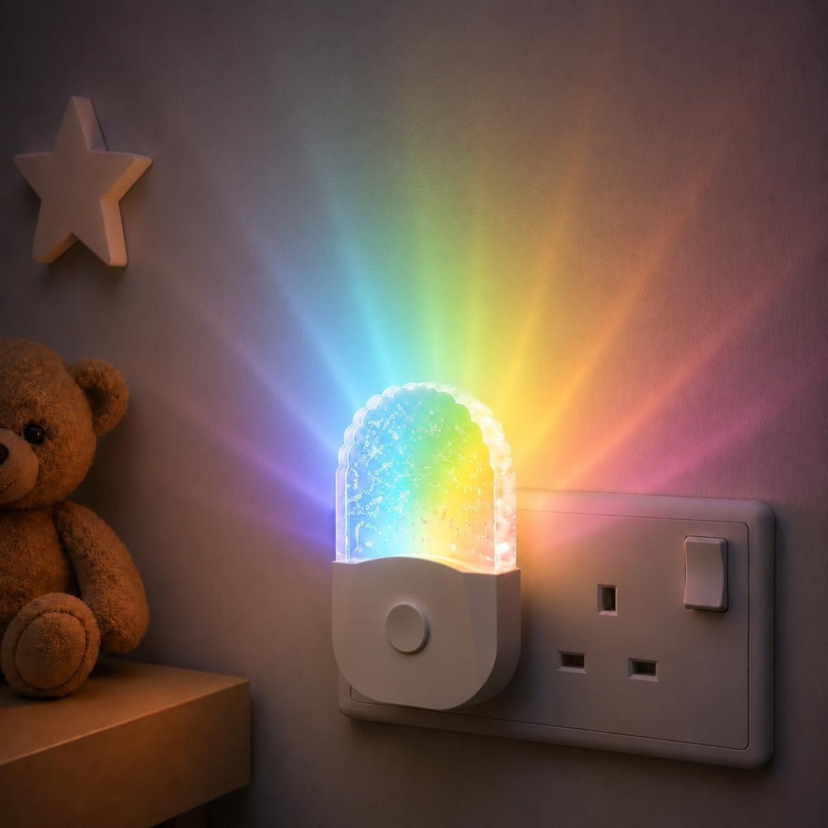 Emeritpro Night Light Plug in Wall with Dusk to Dawn Sensor, Warm White+RGB