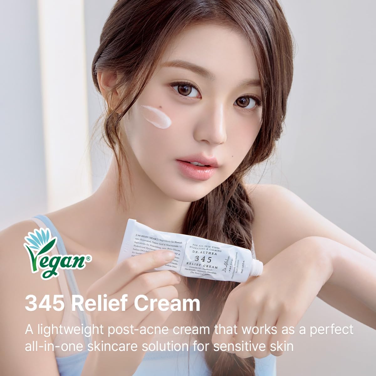 Dr.Althea 345 Relief Cream | PDRN & Hyaluronic Acid for Hydration, Blemish Care | Post-Acne Face Moisturizer with Centella & Niacinamide | Korean Vegan Skincare, 50ml