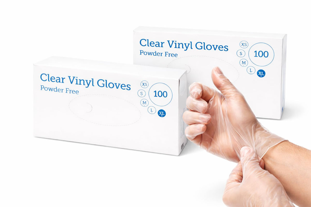 1ABOVE 100 Clear Vinyl Gloves Medium Latex-Free Powder-Free
