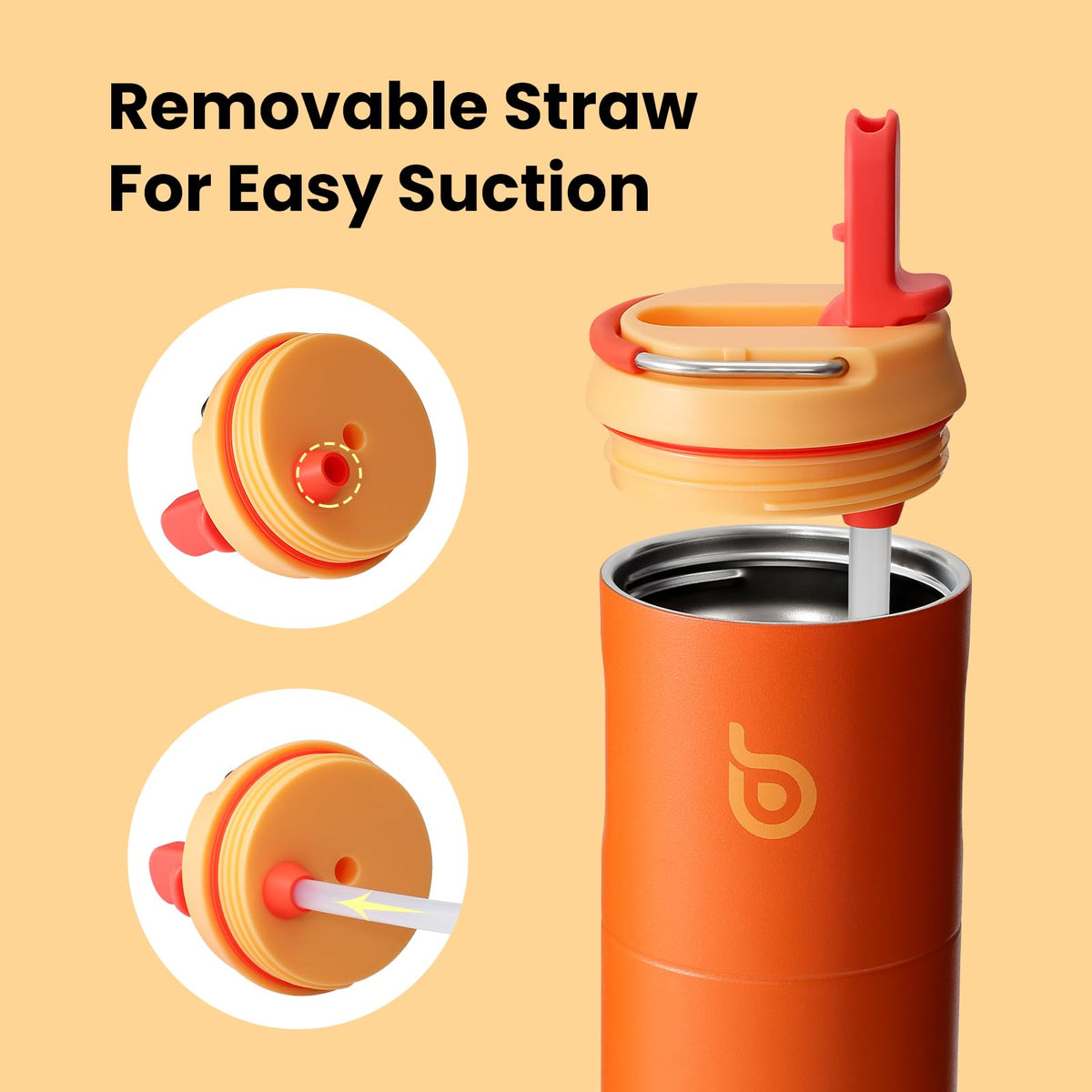 Bottle Bottle Stainless Steel Water Bottle 700ml with Straw and Lid Sports Insulated Metal Water Bottles with Handle(Black)