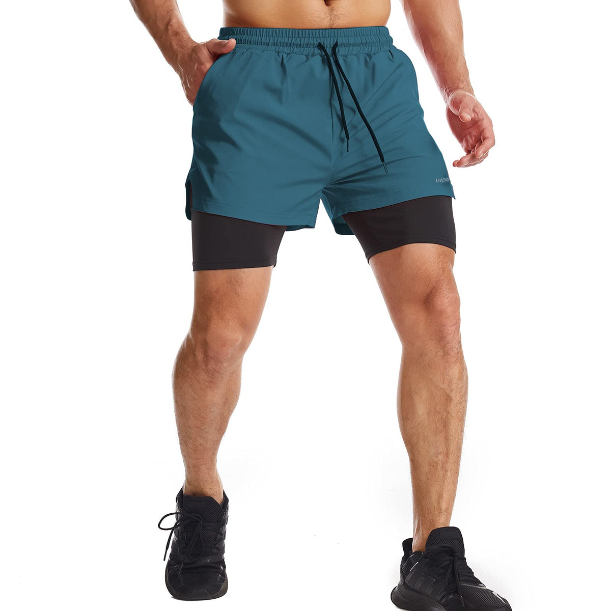 Mens Running Shorts Men's Gym Sports Short 2 in 1 with Phone Pocket Lightweight Quick Drying