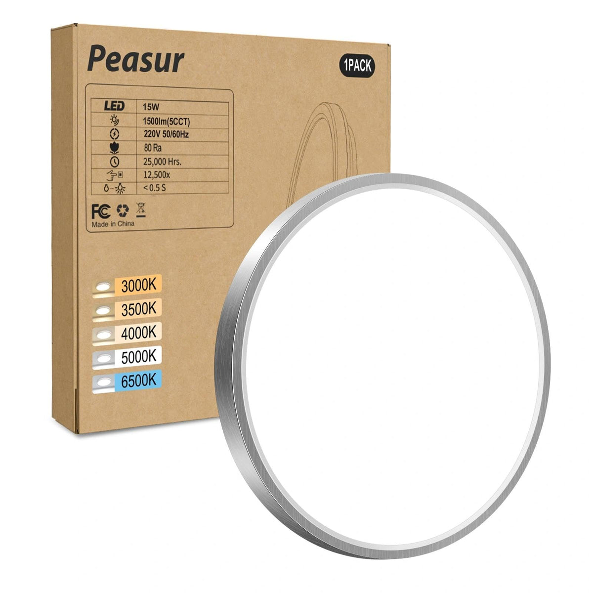Peasur Bathroom Light, 3000K/3500K/4000K/5000K/6500K 5 Color Temperature
