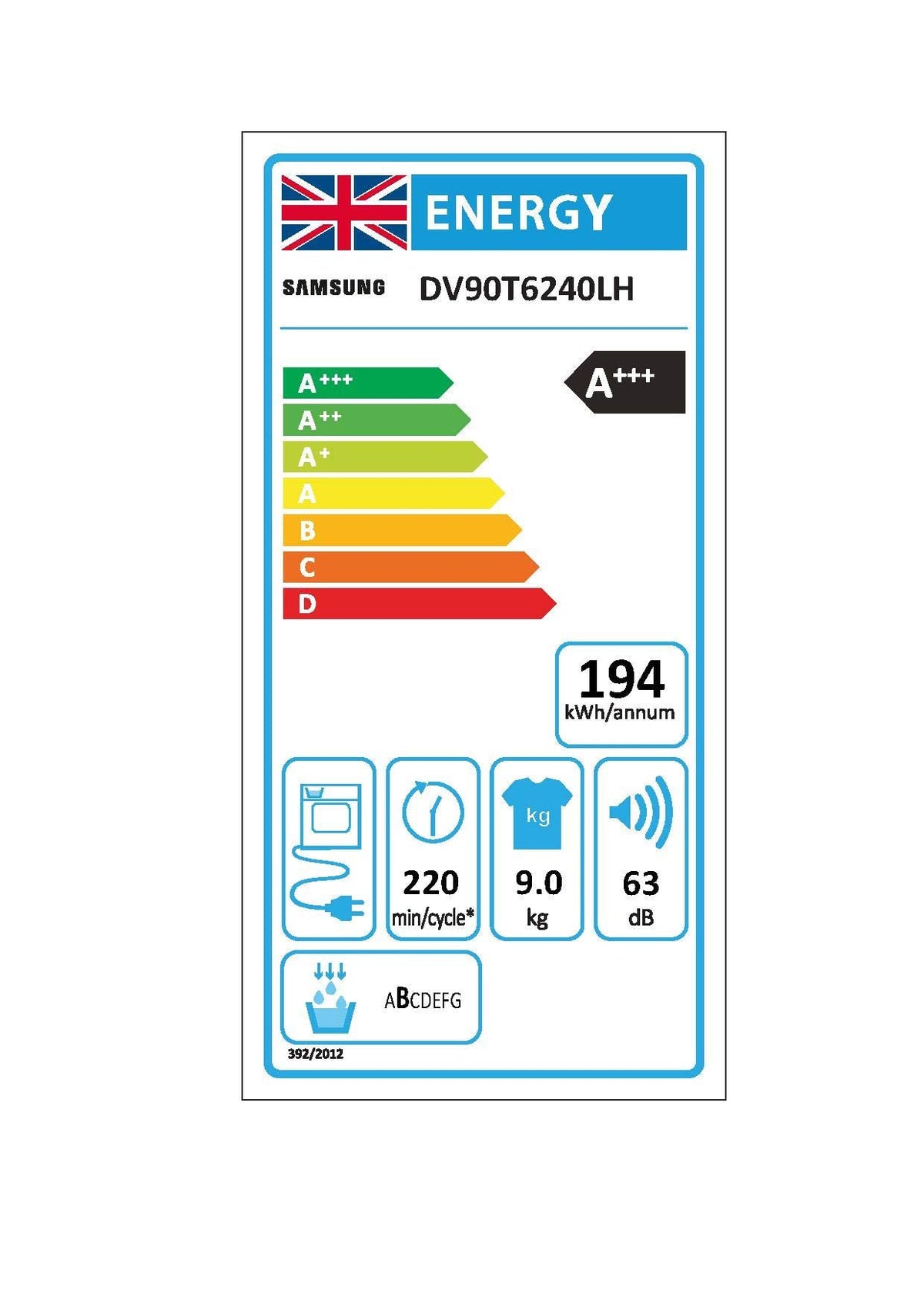 Samsung Series 6 DV90T6240LN/S1 with OptimalDry™, Freestanding Heat Pump Tumble Dryer, 9 kg, Graphite, A+++ Rated