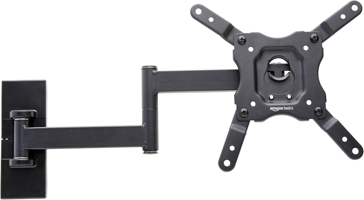 Amazon Basics TV Wall Mount, Full Motion Swivelling Tilting TV Bracket for 12-40 Inch Flat and Curved TV or Monitor up to 36 kg, Max VESA 200x200 mm, Black