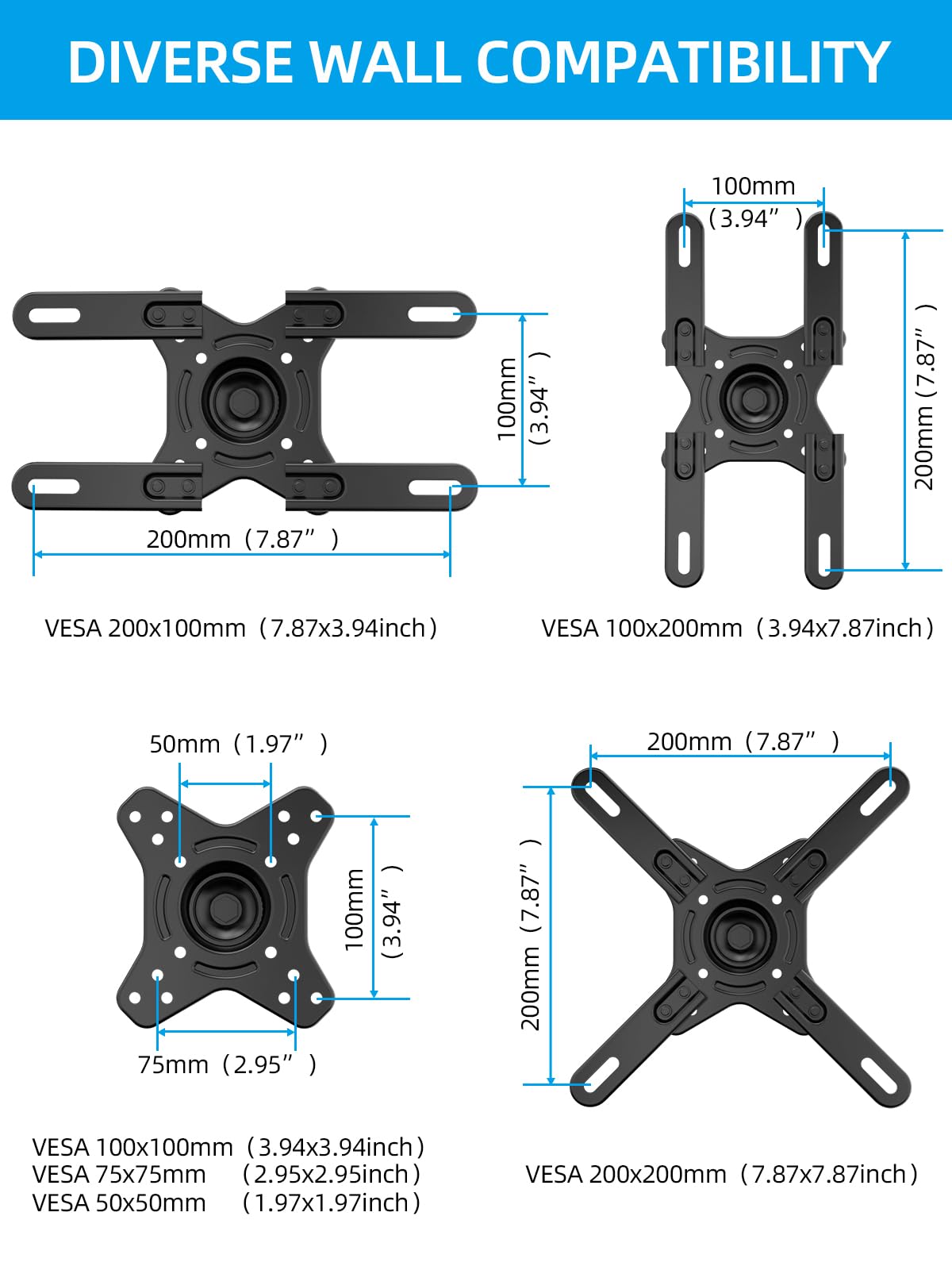 HOME VISION Heavy Duty Fixed TV Wall Bracket for 32-86 Inch Flat Screens