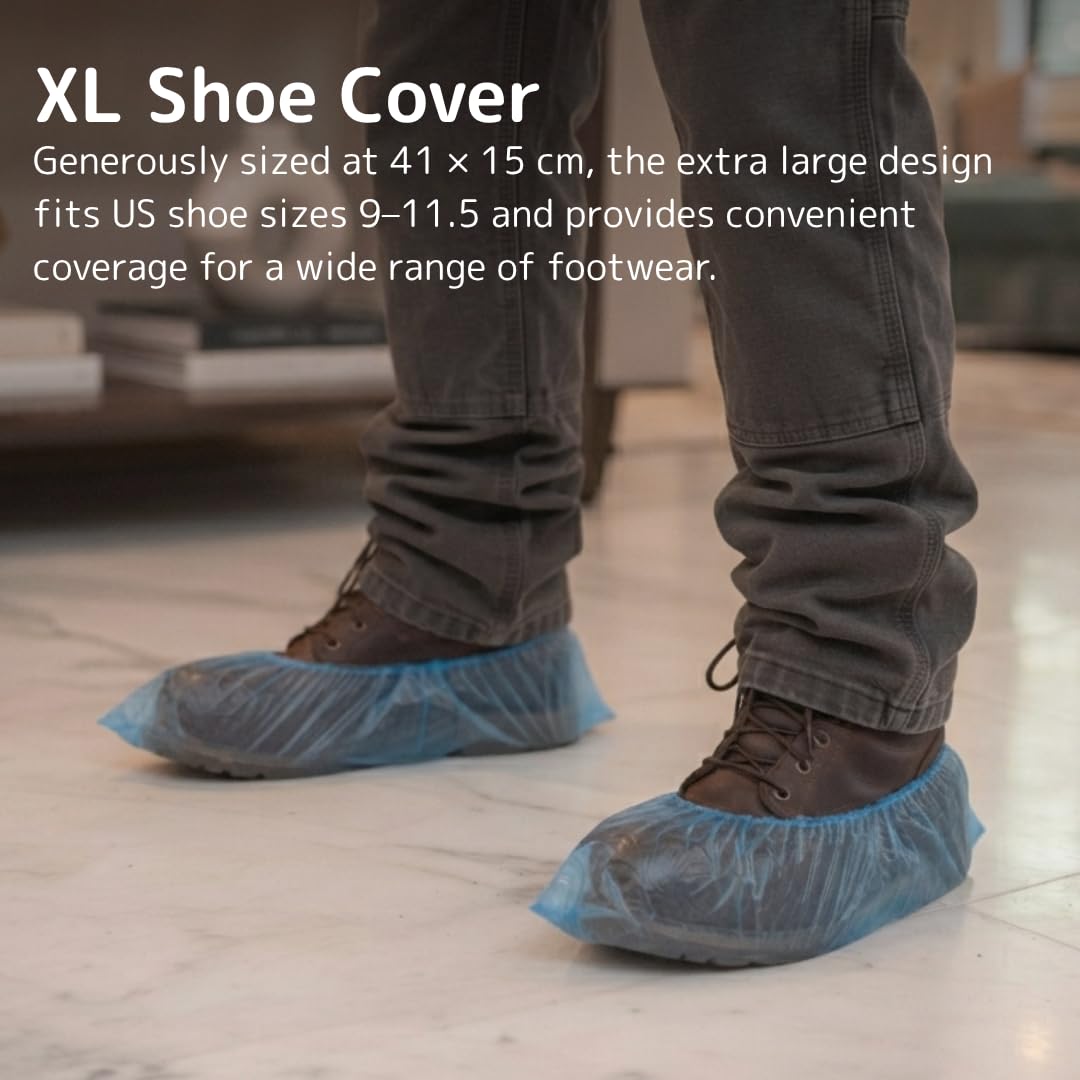 ABENA Shoe Cover | Extra Large Measuring 41x15cm | Blue Non-Sterile Single Use Shoe Covers Disposable | Durable Disposable Shoe Covers | Anti-Slip Boot Cover and Shoe Protector