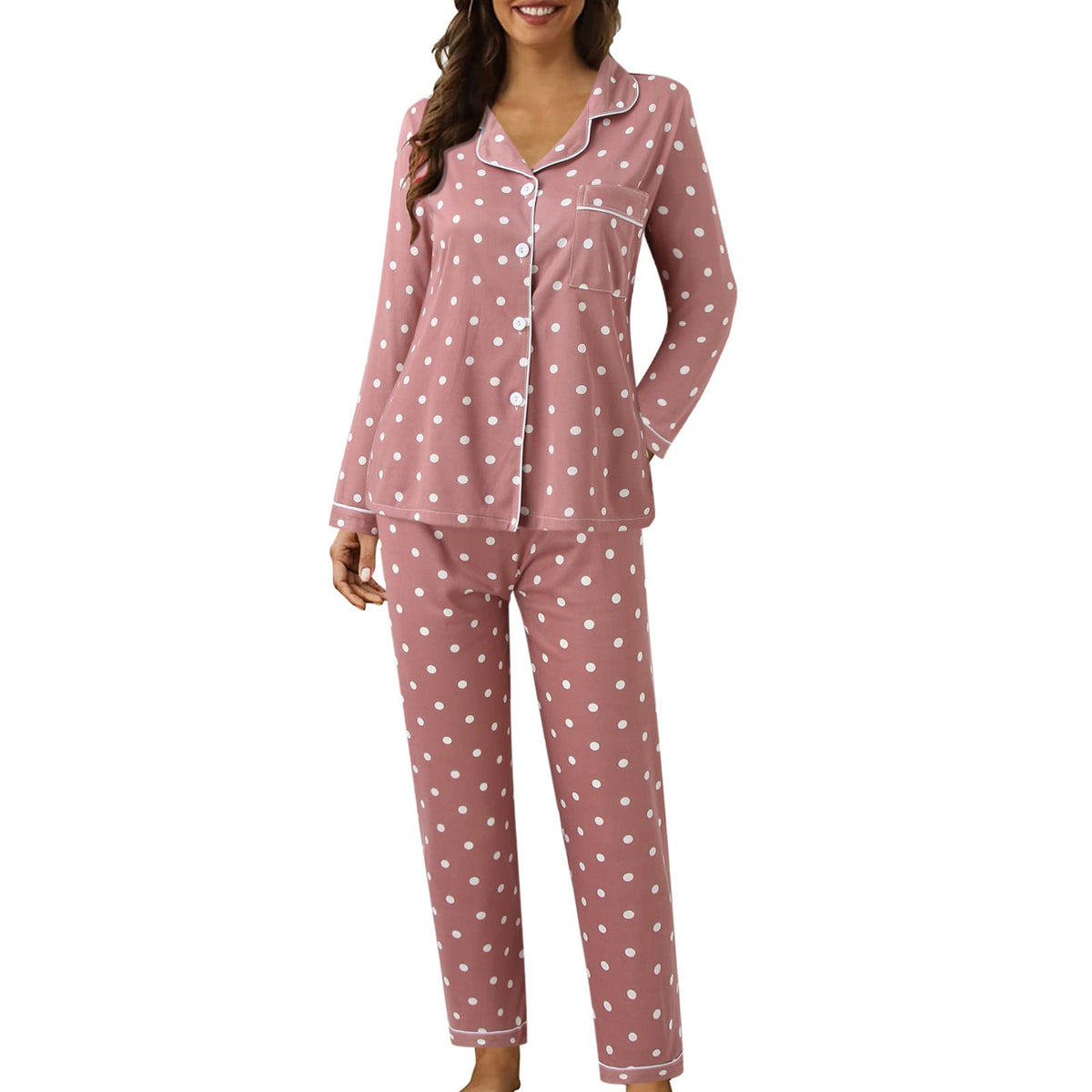 Pyjamas For Womens Women Pyjamas Set Lounge Wear Sets Matching Christmas Pjs Ladies Plus Size Co Ord Sets Autumn Nightwear Wide Leg Trousers Long Sleeve Comfort Nighties Fashion Fall Clothing Outfits