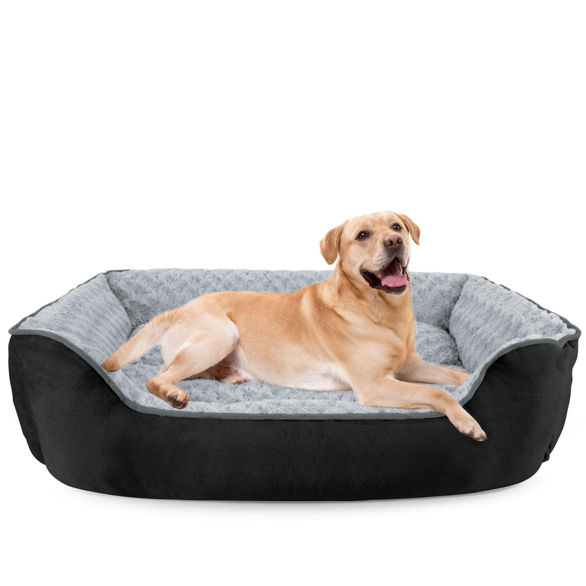 JOEJOY Dog Bed Medium - Washable Rectangle Dog Beds, Anti-Anxiety, Soft Plush Non-Slip Bottom Pet Bed - Small | Medium | Large Size Mattress Mat, Grey