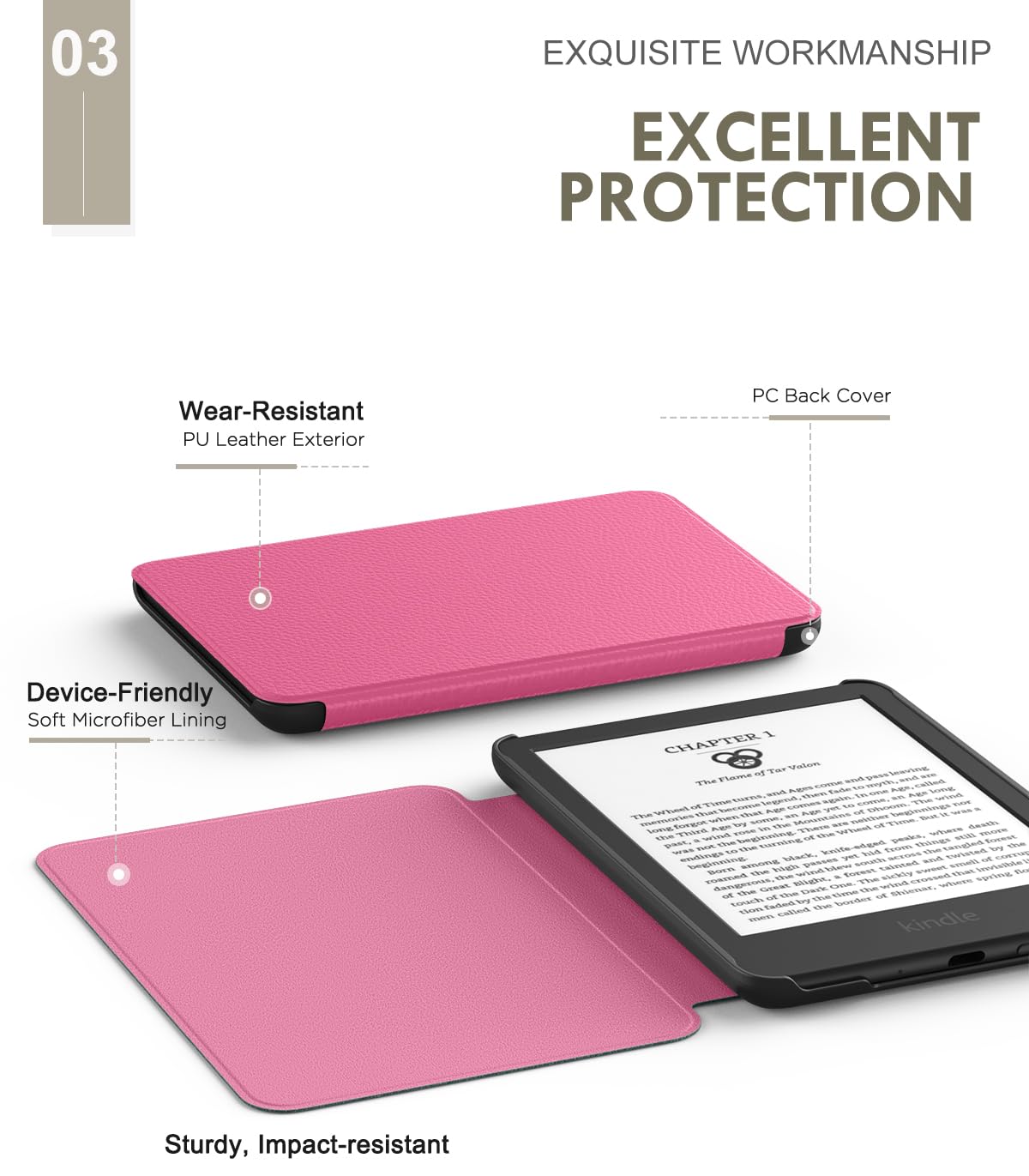 MoKo Case for 6" Amazon Kindle Basic 11th Gen 2024/2022, Matcha