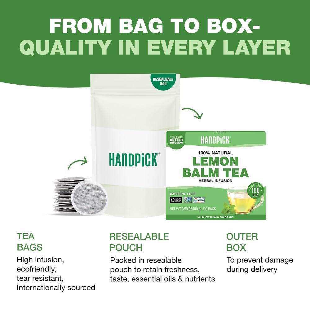 HANDPICK, Spearmint Tea Bags (100 Count), Spearmint Leaf Tea Bags