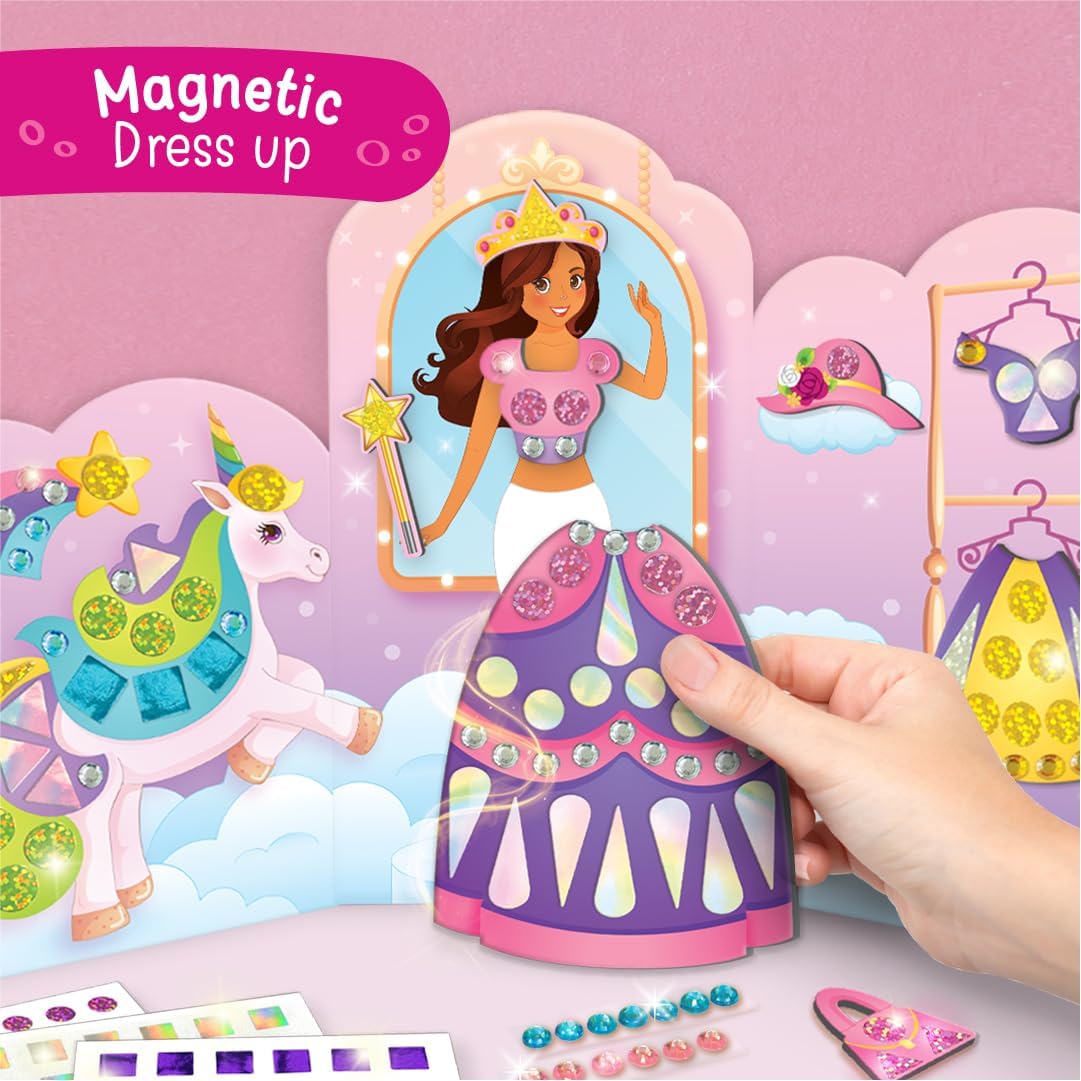 Imagimake Princess Craft Kit | 10 Mess-Free DIY Activities | Bracelet Making Kit, Unicorn Pouch, Butterfly Wands & More | Unicorn Gifts for Kids | Gifts for Girls & Boys 5,6,7,8,9,10,11,12 Years Old
