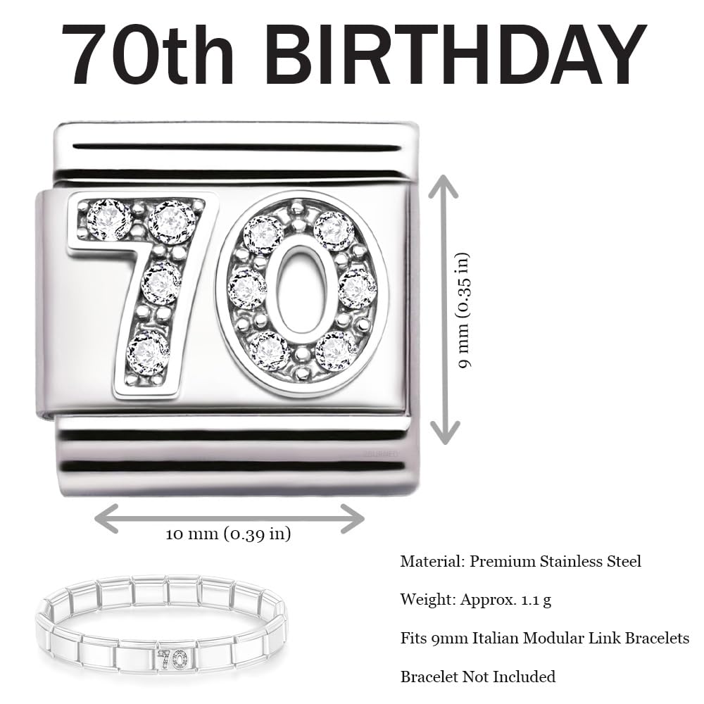 Italian Charm Link Number Birthday Milestones fit 9mm bracelet