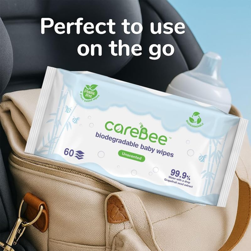 99.9% Water Baby Wipes, Plant-Based Skin Wipes, 60 Pack - (6, White)